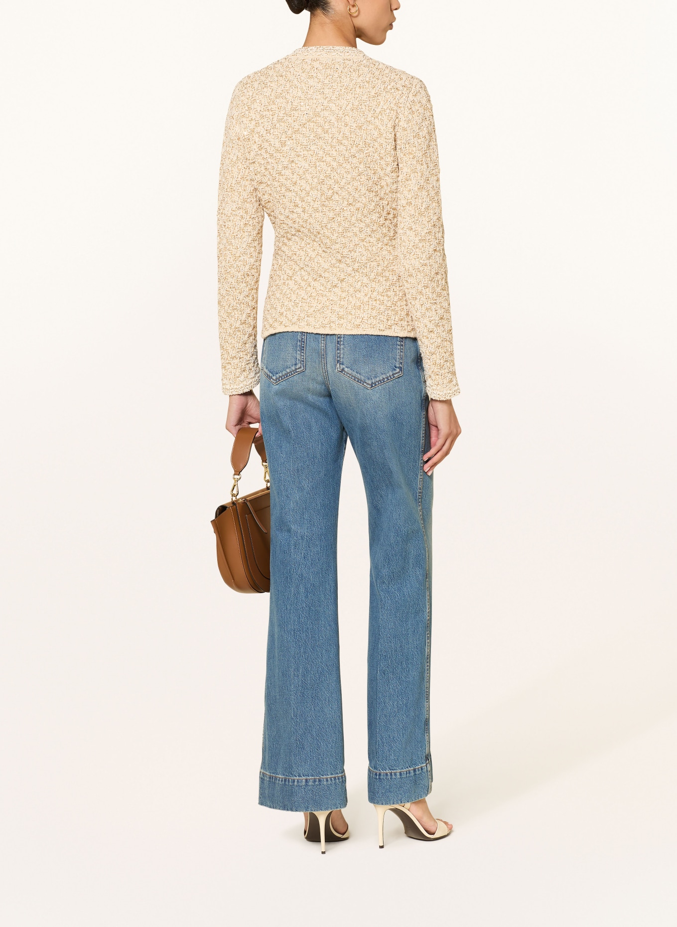 FABIANA FILIPPI Cardigan with sequins: CREAM / GOLD