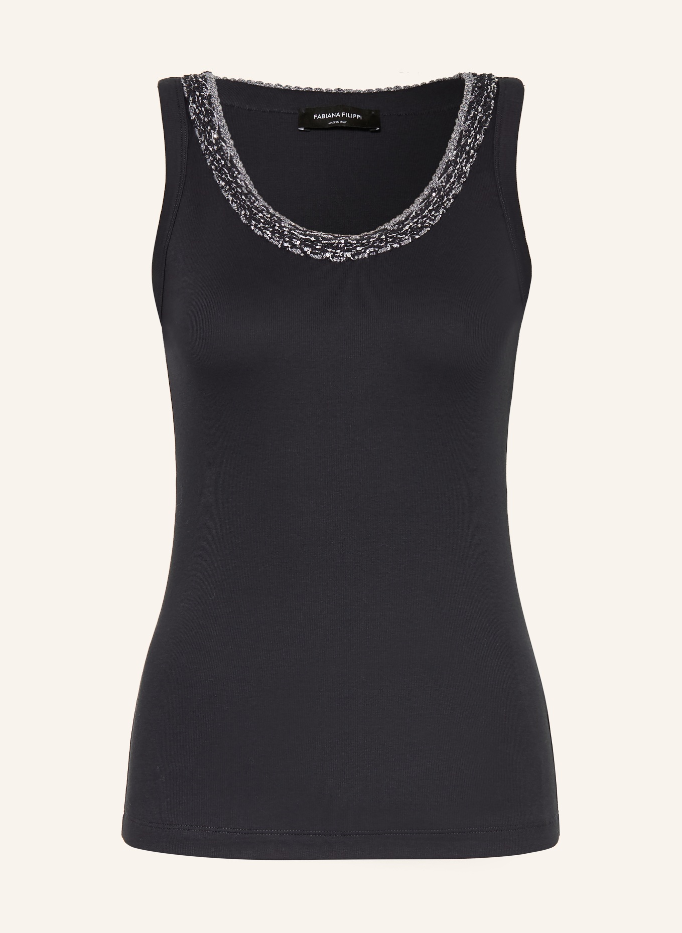 FABIANA FILIPPI Top mit Pailletten: DUNKELBLAU