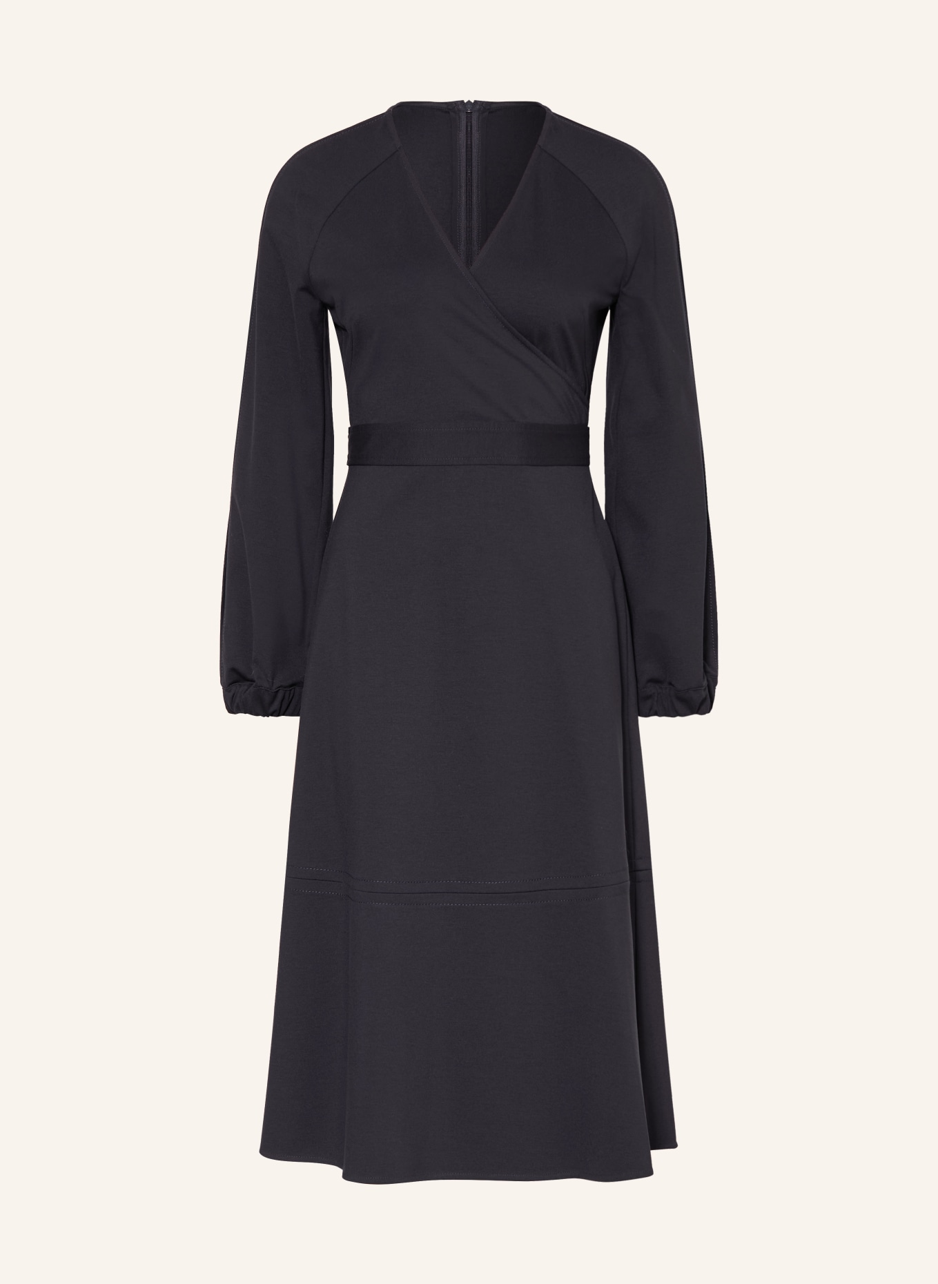 FABIANA FILIPPI Jerseykleid in Wickeloptik mit Schmuckperlen: DUNKELBLAU