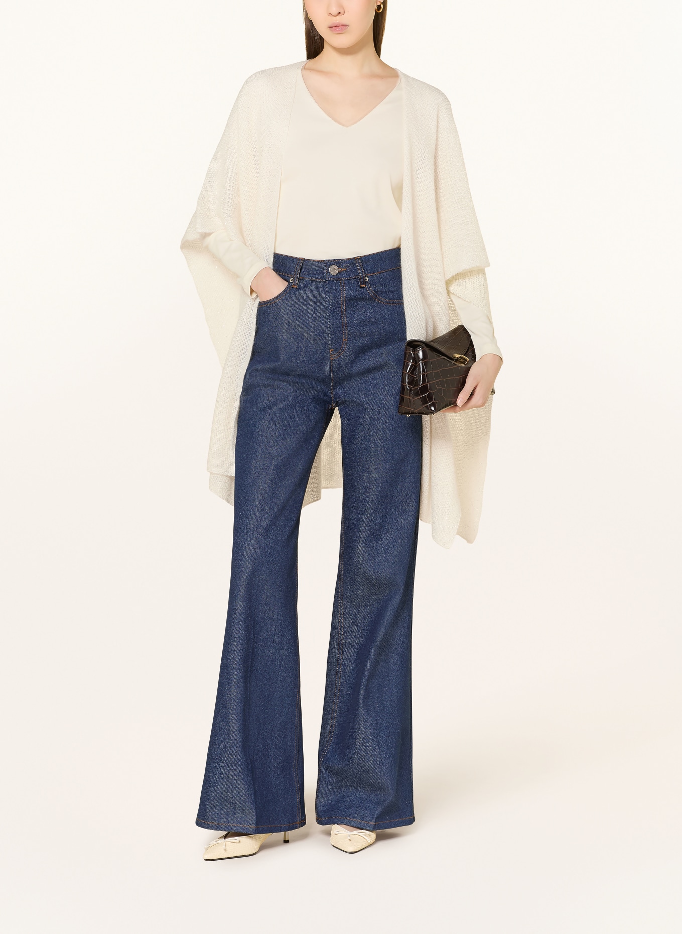 FABIANA FILIPPI Cape mit Pailletten: ECRU