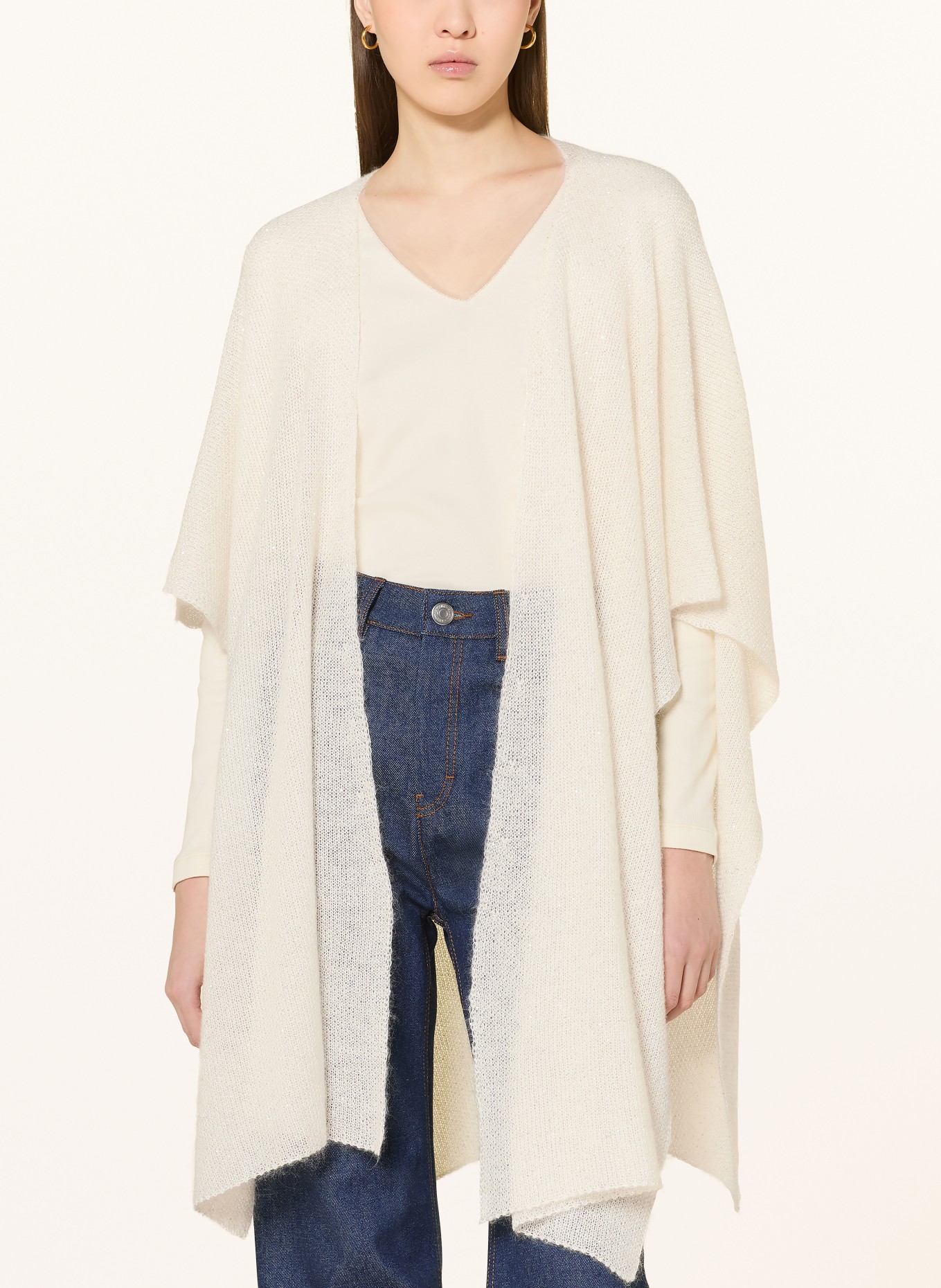 FABIANA FILIPPI Cape mit Pailletten: ECRU