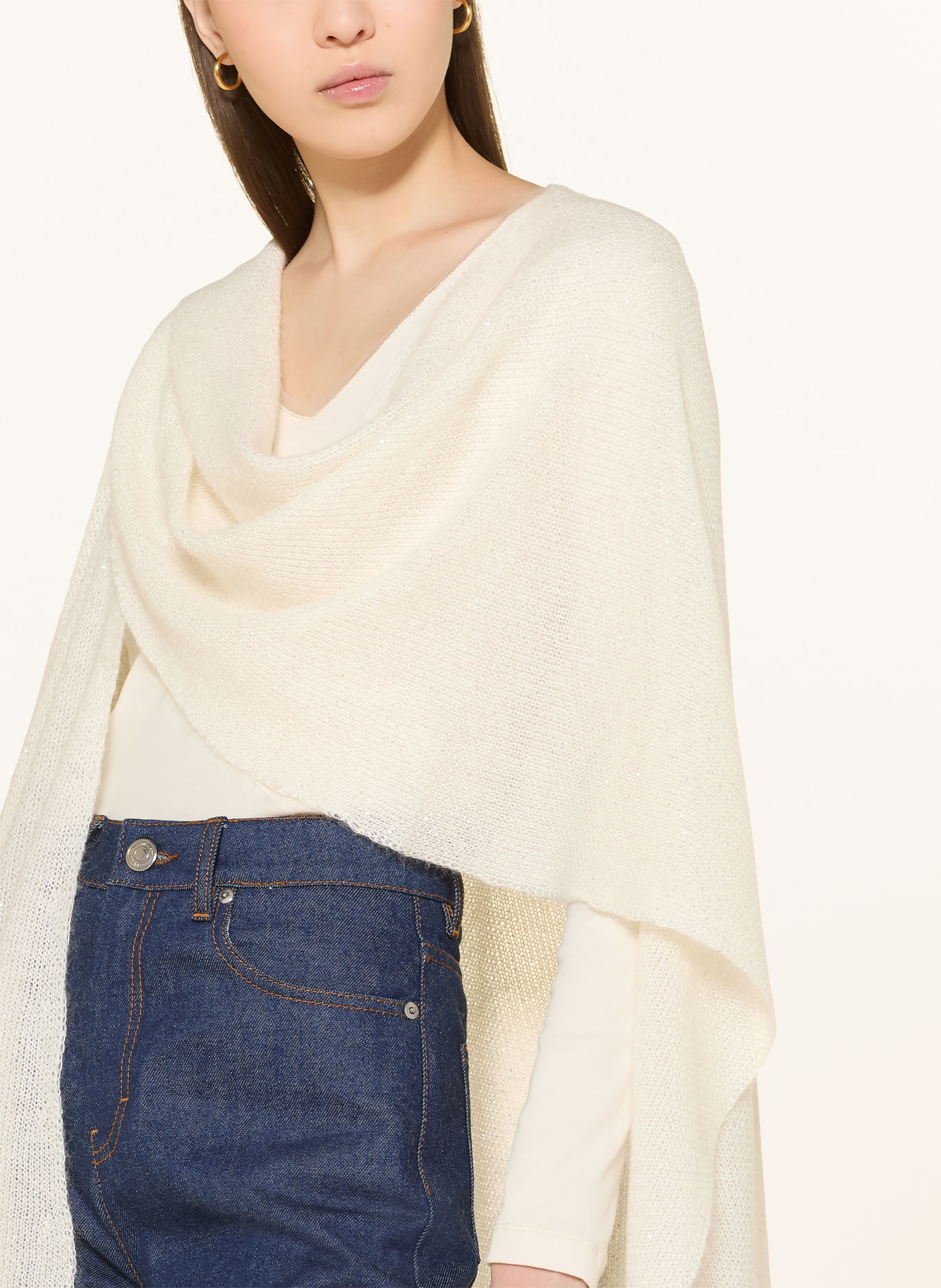 FABIANA FILIPPI Cape mit Pailletten: ECRU