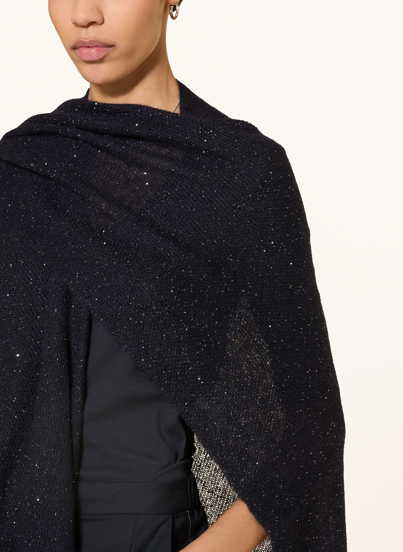 FABIANA FILIPPI Sequin cape: DARK BLUE