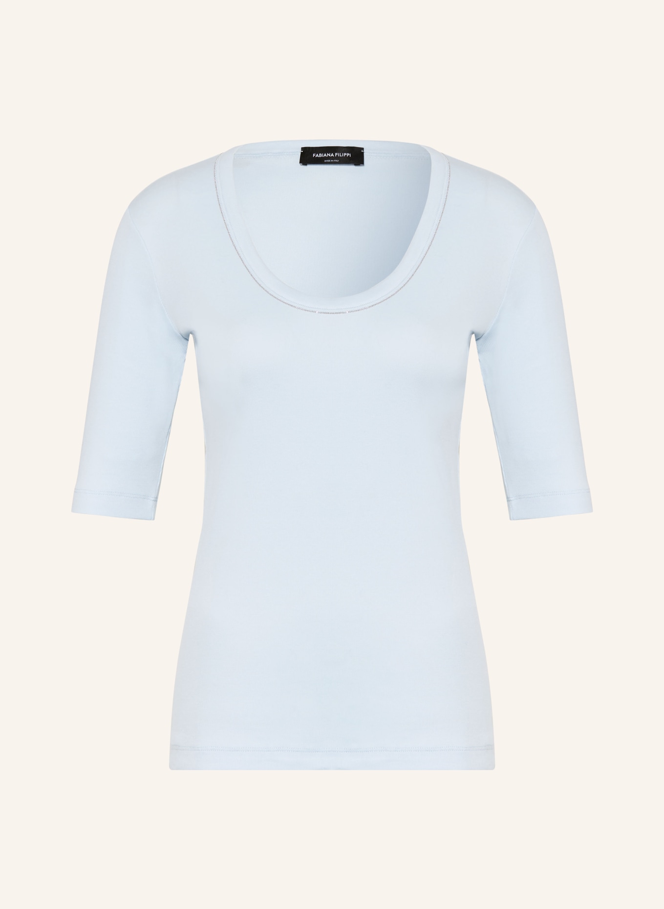 FABIANA FILIPPI T-shirt with gemstones: LIGHT BLUE