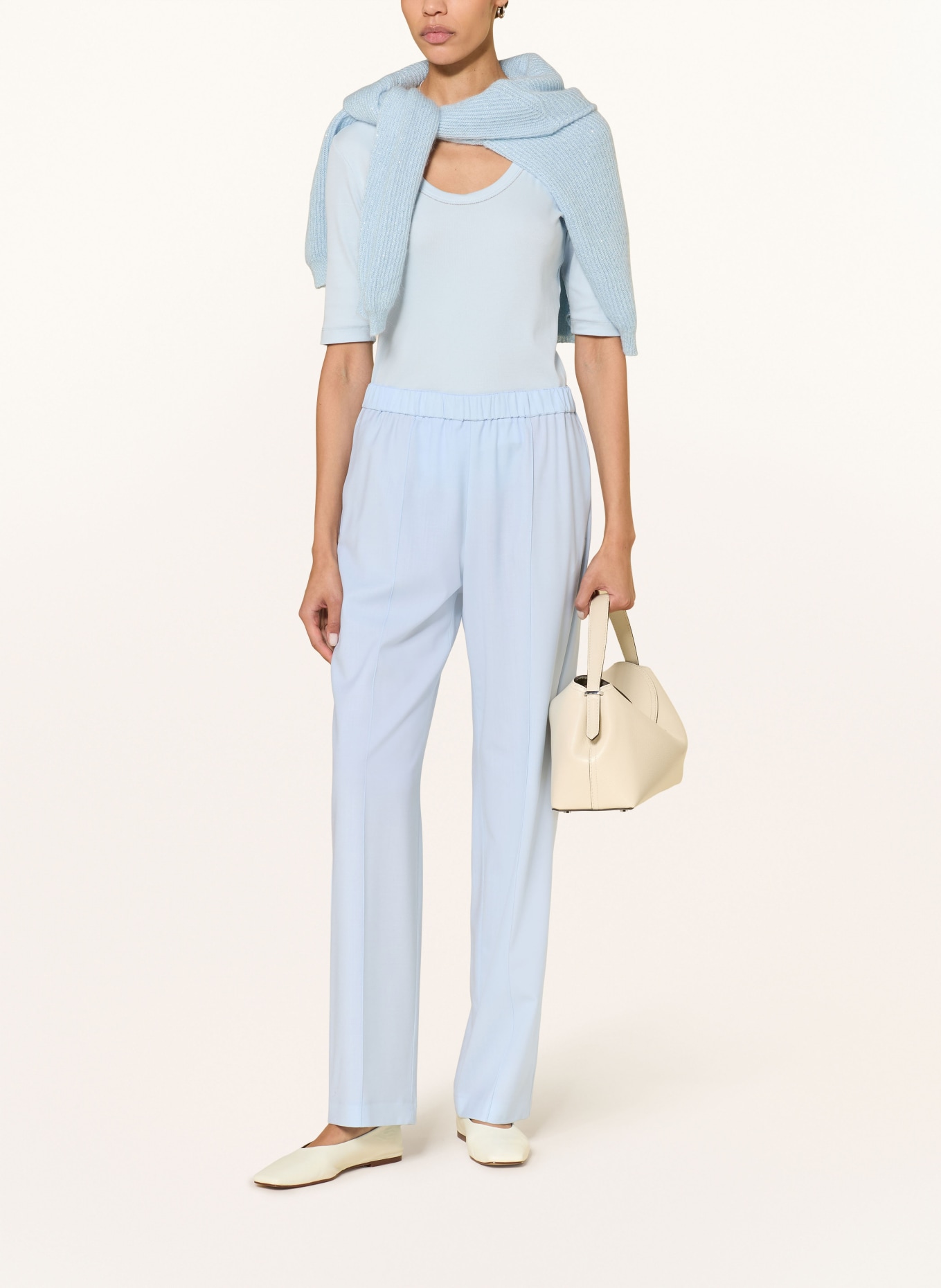 FABIANA FILIPPI T-shirt with gemstones: LIGHT BLUE