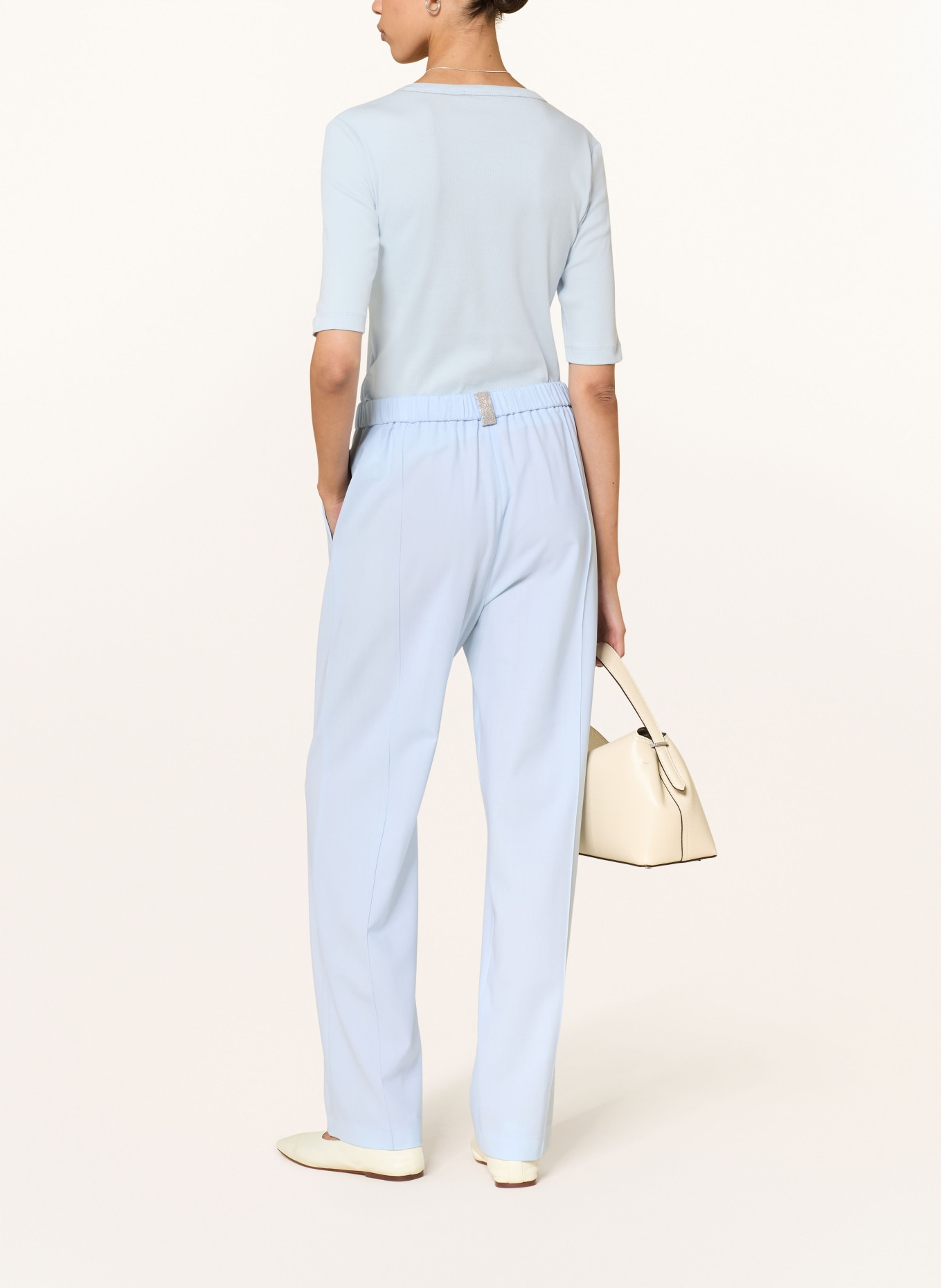 FABIANA FILIPPI T-shirt with gemstones: LIGHT BLUE