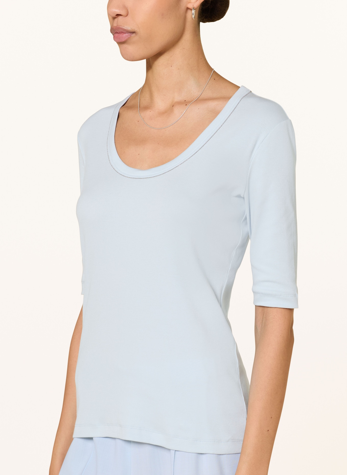 FABIANA FILIPPI T-shirt with gemstones: LIGHT BLUE