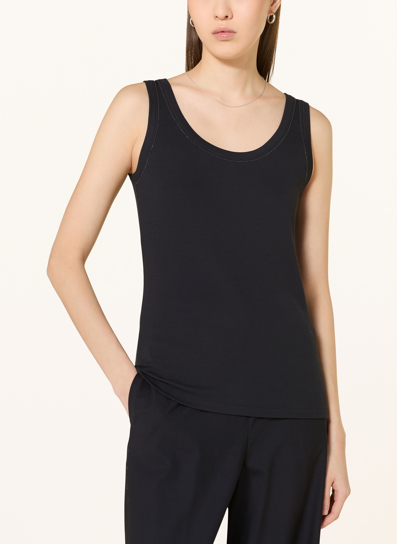 FABIANA FILIPPI Top mit Schmucksteinen: DUNKELBLAU