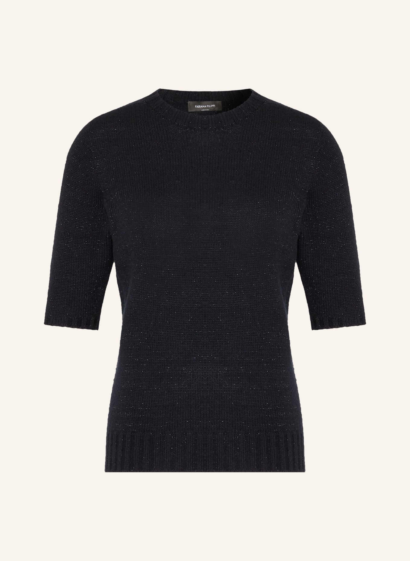 FABIANA FILIPPI Pletené tričko s třpytivou přízí a 3/4 rukávy: TMAVĚ MODRÁ