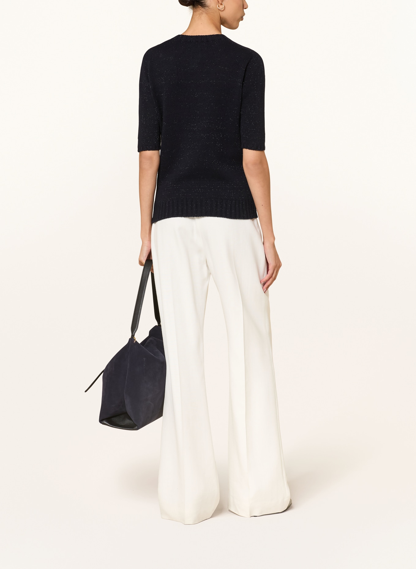 FABIANA FILIPPI Pletené tričko s třpytivou přízí a 3/4 rukávy: TMAVĚ MODRÁ