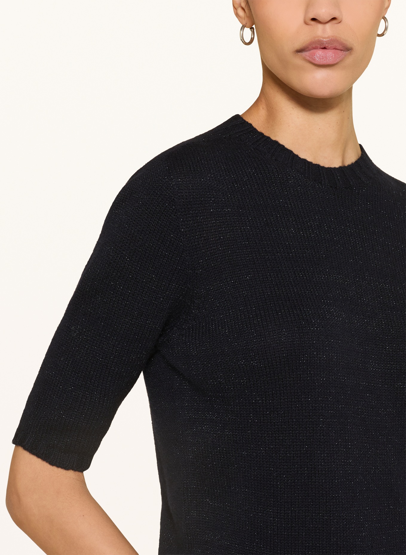 FABIANA FILIPPI Pletené tričko s třpytivou přízí a 3/4 rukávy: TMAVĚ MODRÁ