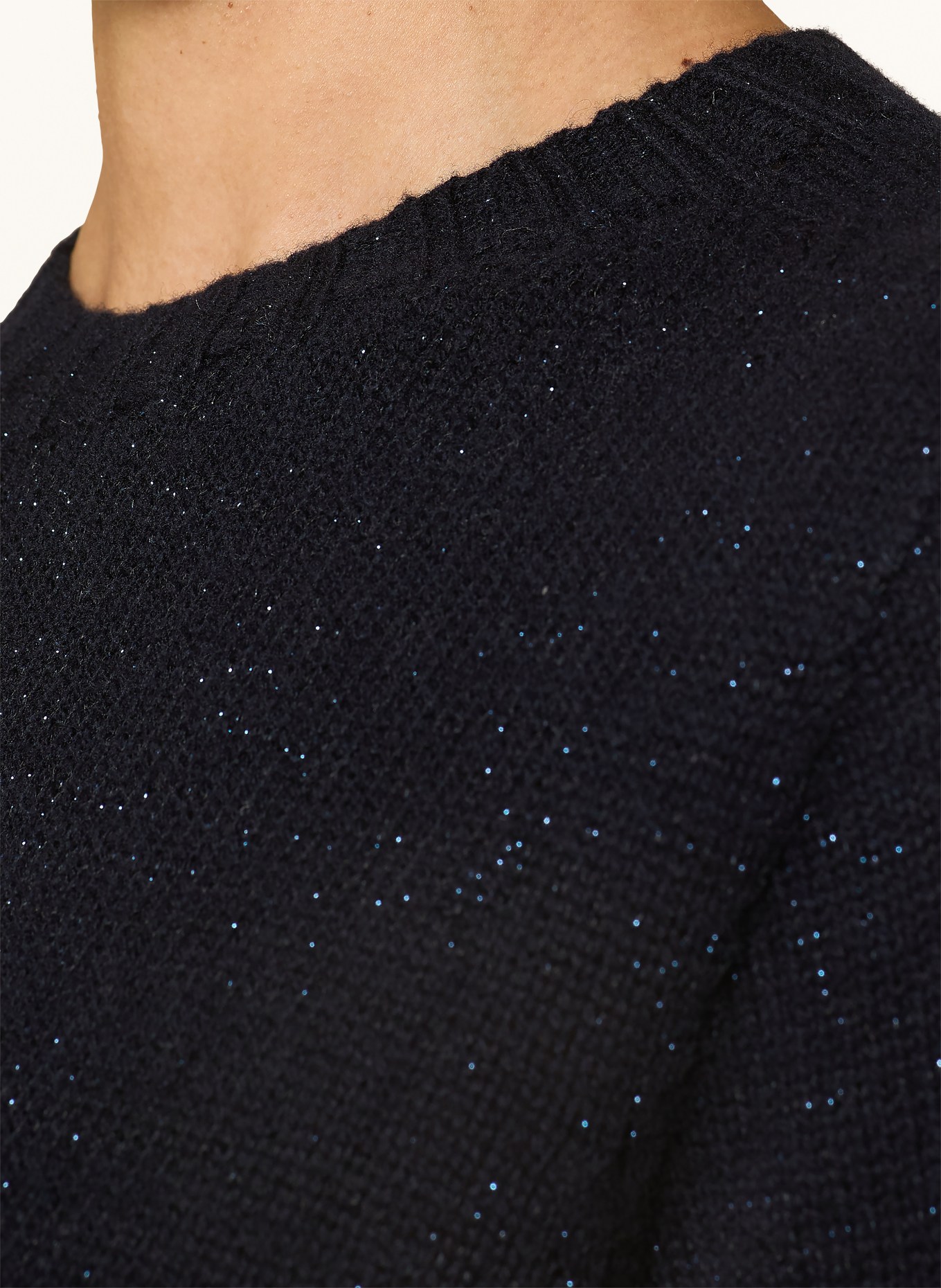 FABIANA FILIPPI Pletené tričko s třpytivou přízí a 3/4 rukávy: TMAVĚ MODRÁ