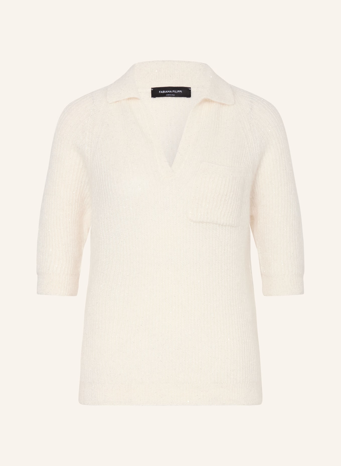 FABIANA FILIPPI Strick-Poloshirt mit Pailletten: CREME
