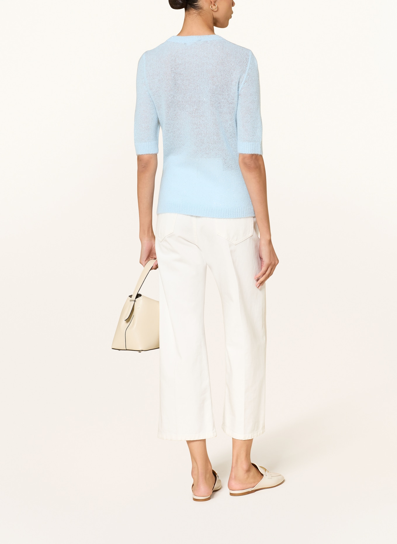 FABIANA FILIPPI Strickshirt mit Pailletten: HELLBLAU