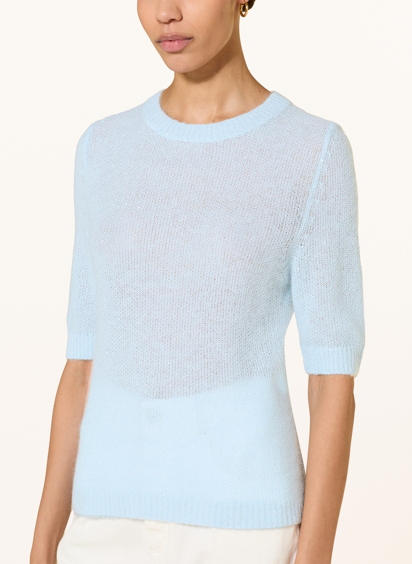 FABIANA FILIPPI Strickshirt mit Pailletten: HELLBLAU