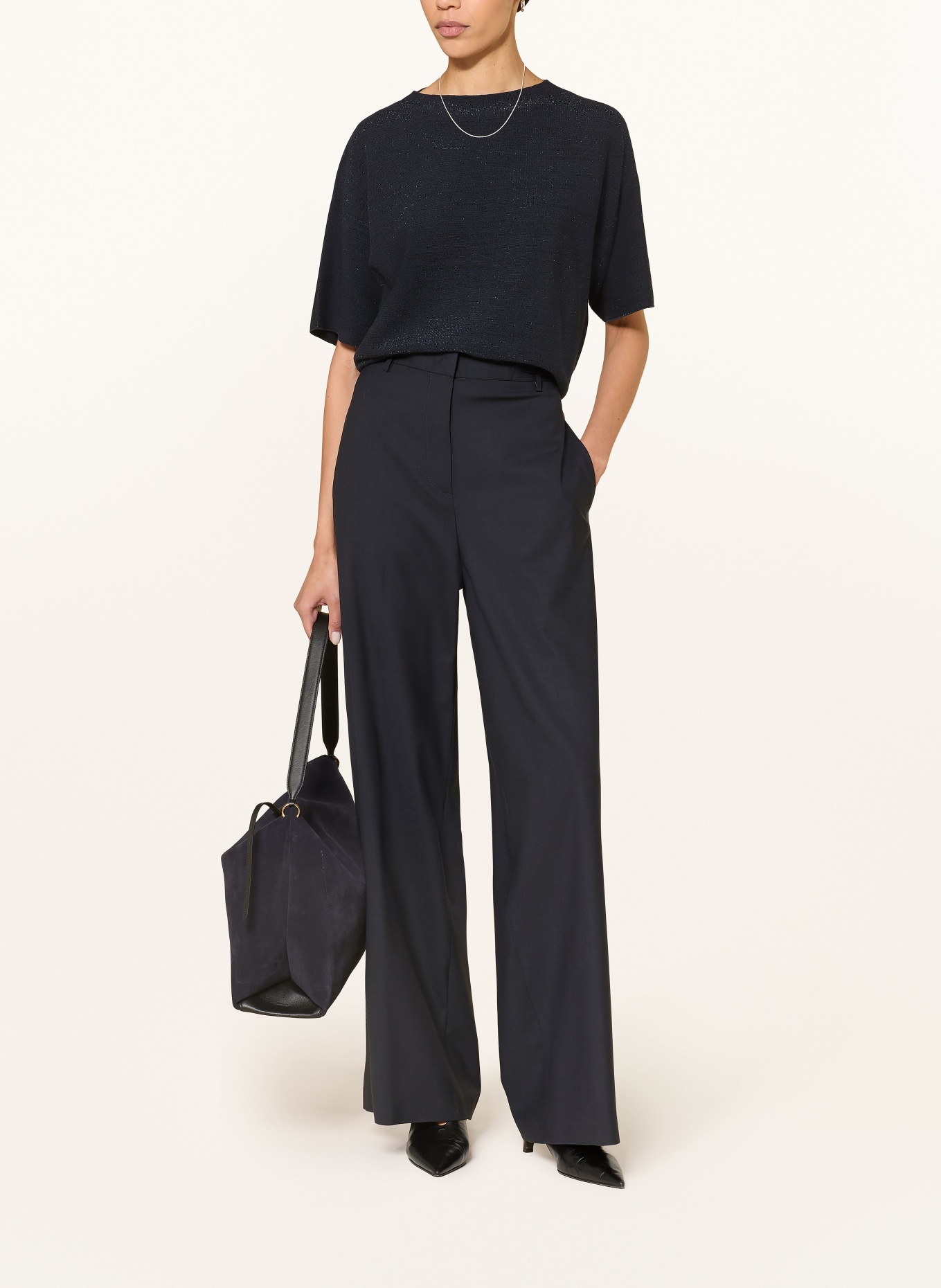 FABIANA FILIPPI Knitted shirt with glitter yarn: DARK BLUE