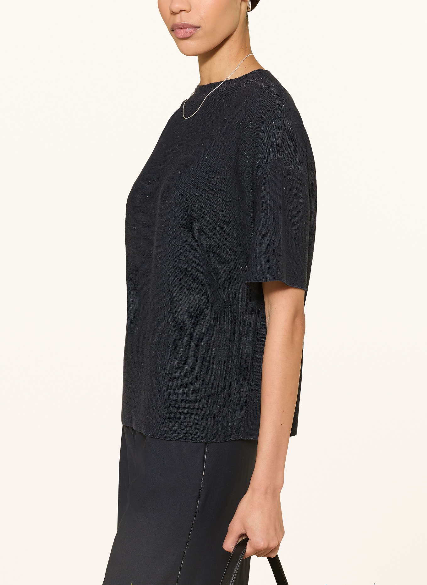 FABIANA FILIPPI Knitted shirt with glitter yarn: DARK BLUE