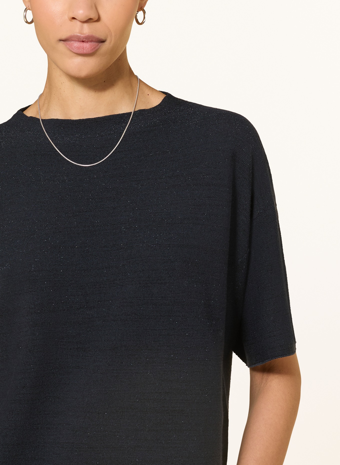 FABIANA FILIPPI Knitted shirt with glitter yarn: DARK BLUE