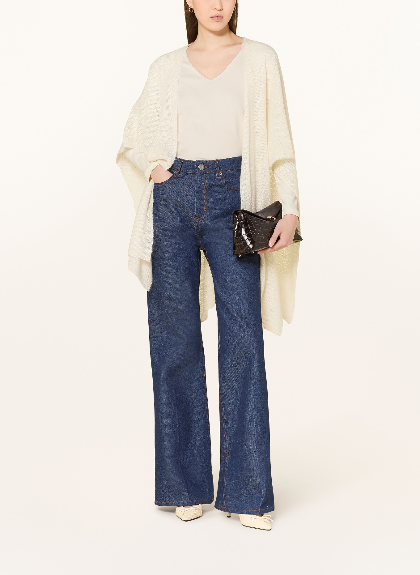 FABIANA FILIPPI Longsleeve mit Glitzergarn: ECRU