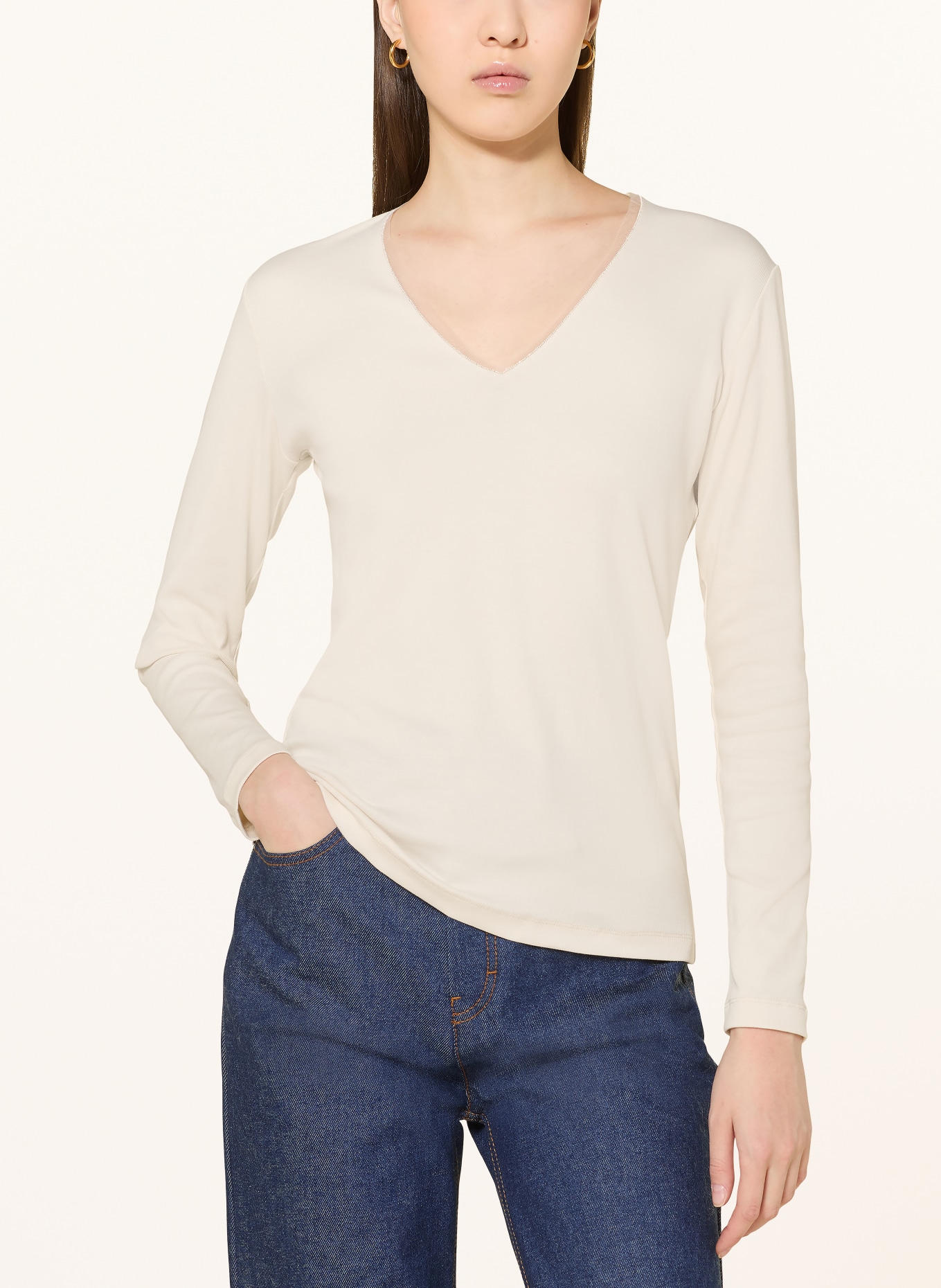 FABIANA FILIPPI Longsleeve mit Glitzergarn: ECRU