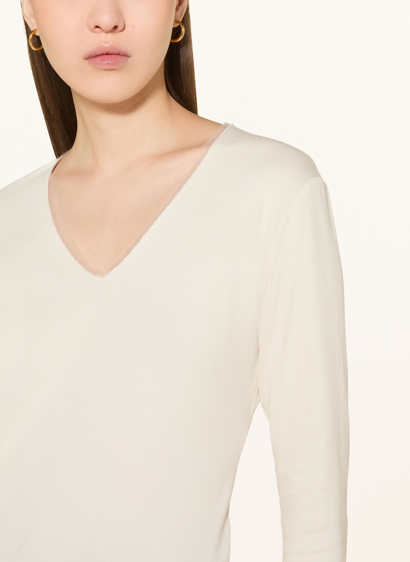 FABIANA FILIPPI Longsleeve mit Glitzergarn: ECRU