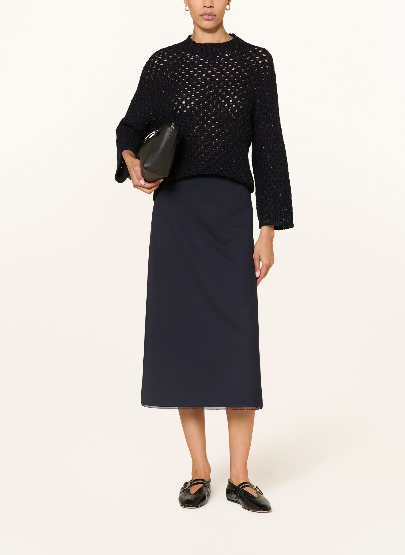 FABIANA FILIPPI Rock mit Schmucksteinen: DUNKELBLAU