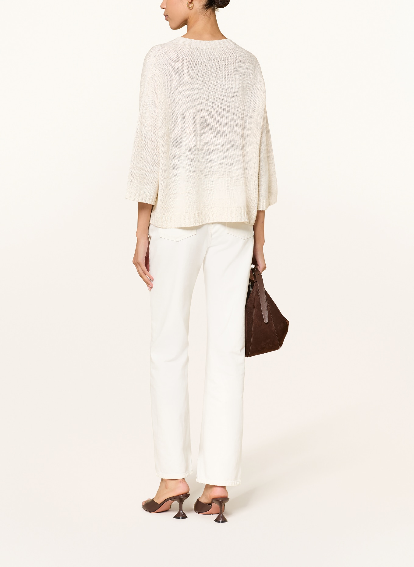 FABIANA FILIPPI Knitted shirt with merino wool and glitter yarn: ECRU / GOLD