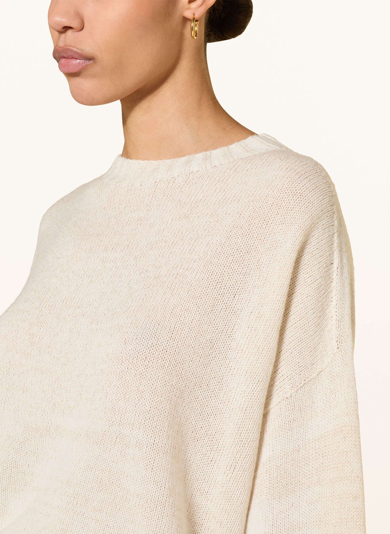 FABIANA FILIPPI Knitted shirt with merino wool and glitter yarn: ECRU / GOLD