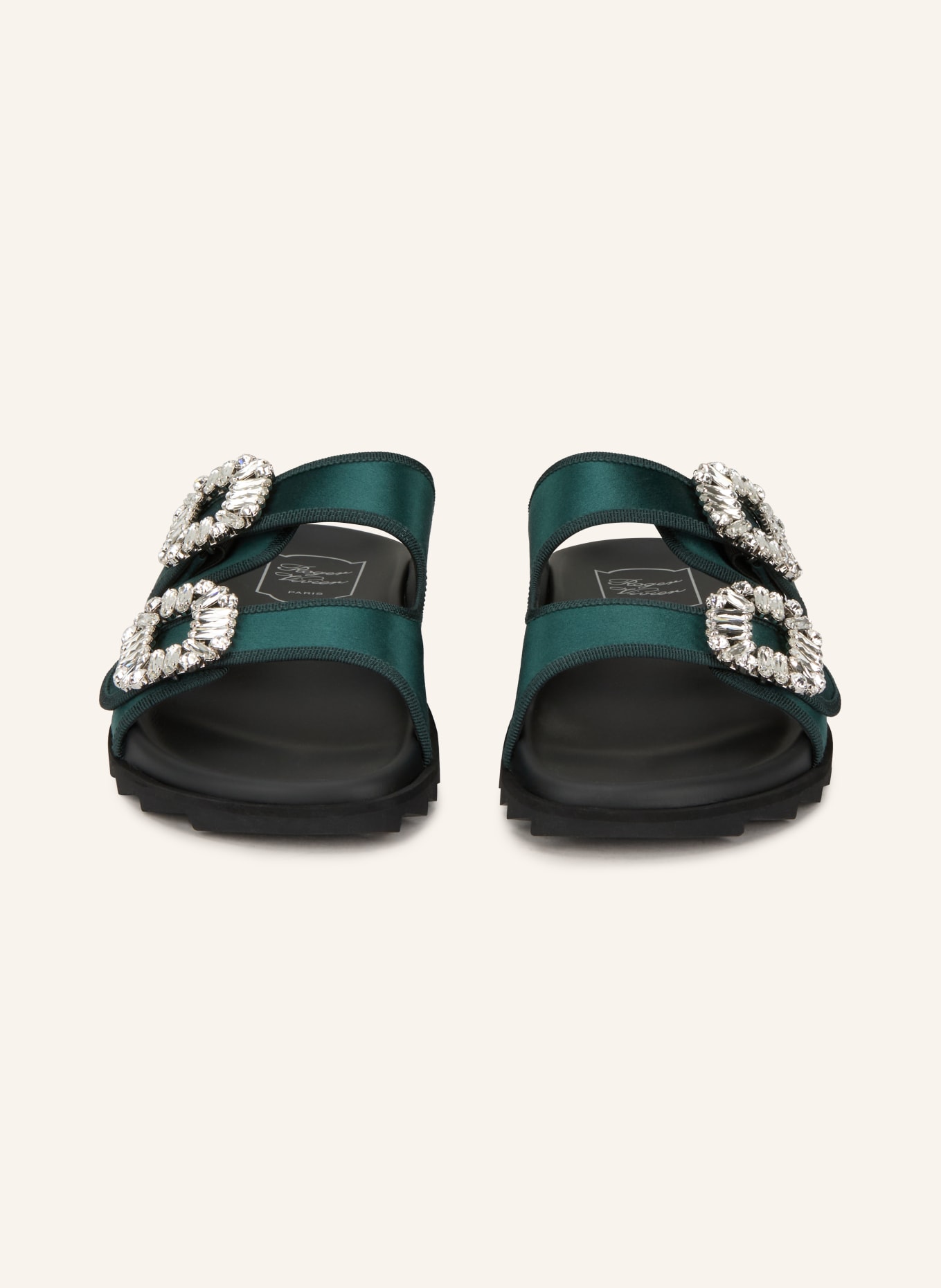 Roger Vivier Pantoletten SLIDY VIV' mit Schmucksteinen: DUNKELGRÜN