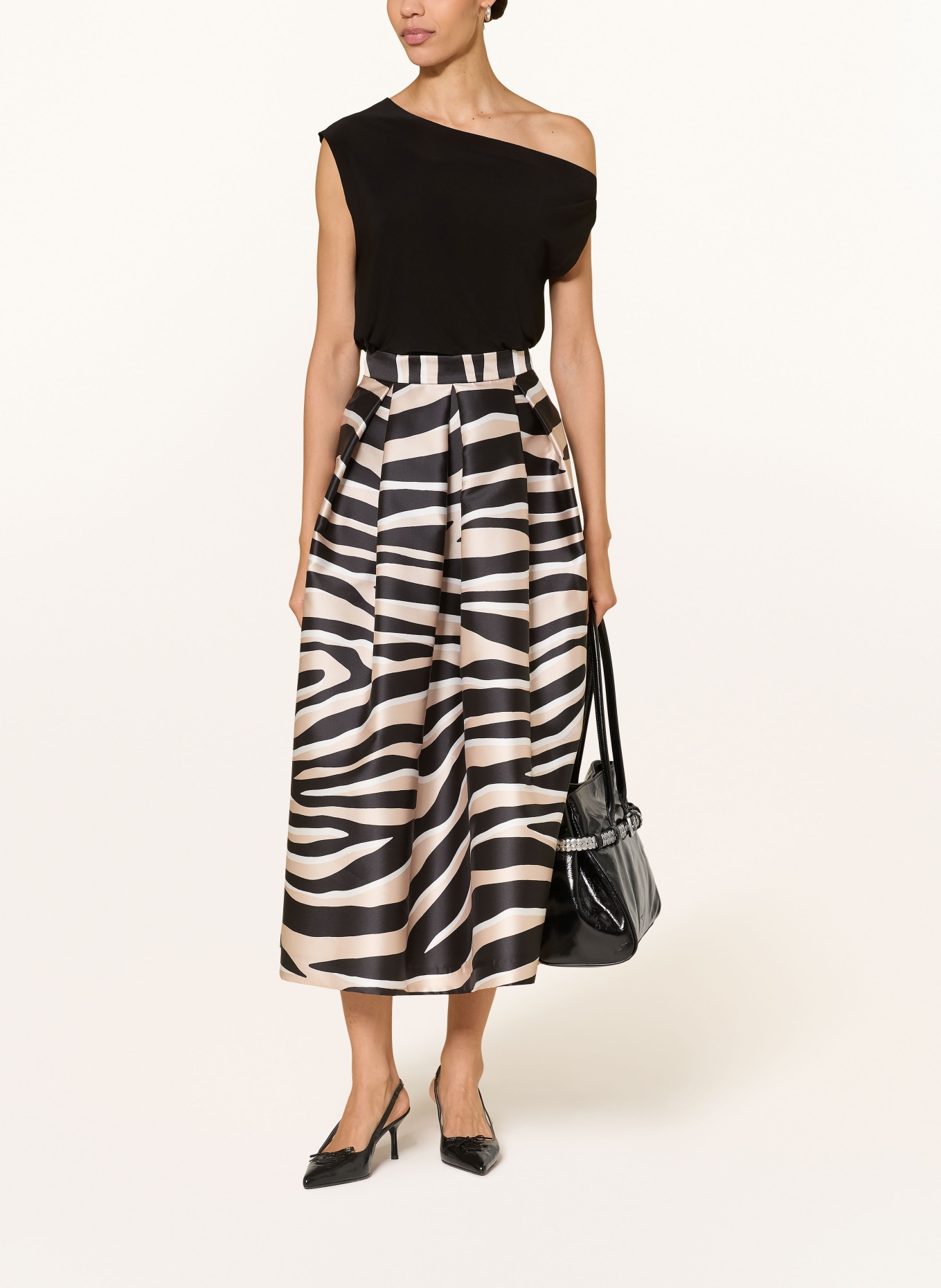 LUNATICA MILANO Satinrock: CREME / TAUPE / SCHWARZ