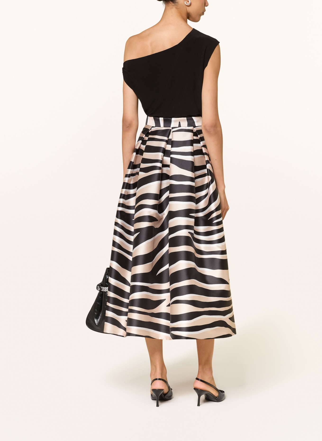 LUNATICA MILANO Satinrock: CREME / TAUPE / SCHWARZ