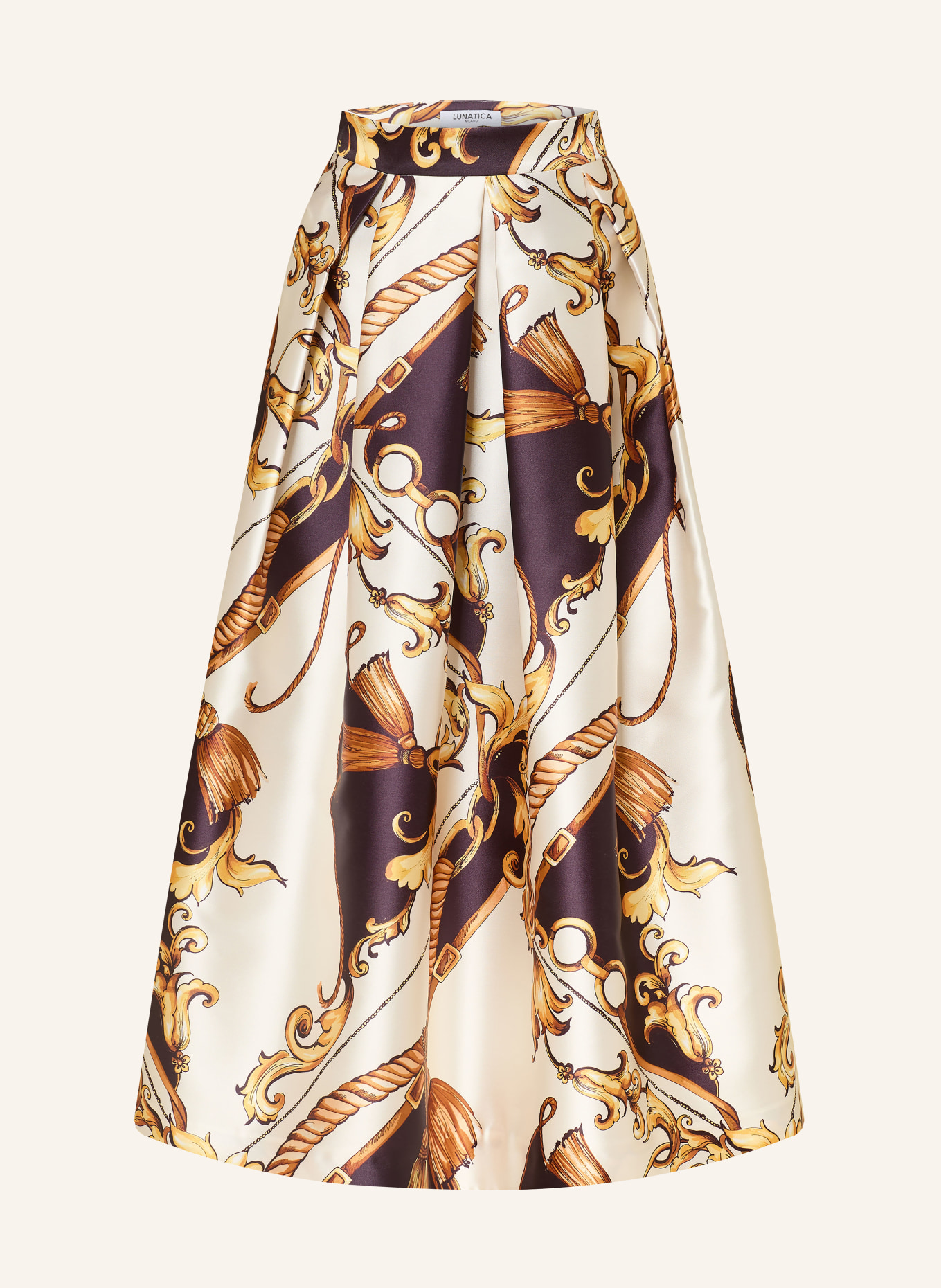 LUNATICA MILANO saténová sukně: KRÉMOVÁ / ZLATÁ / ČERNÁ