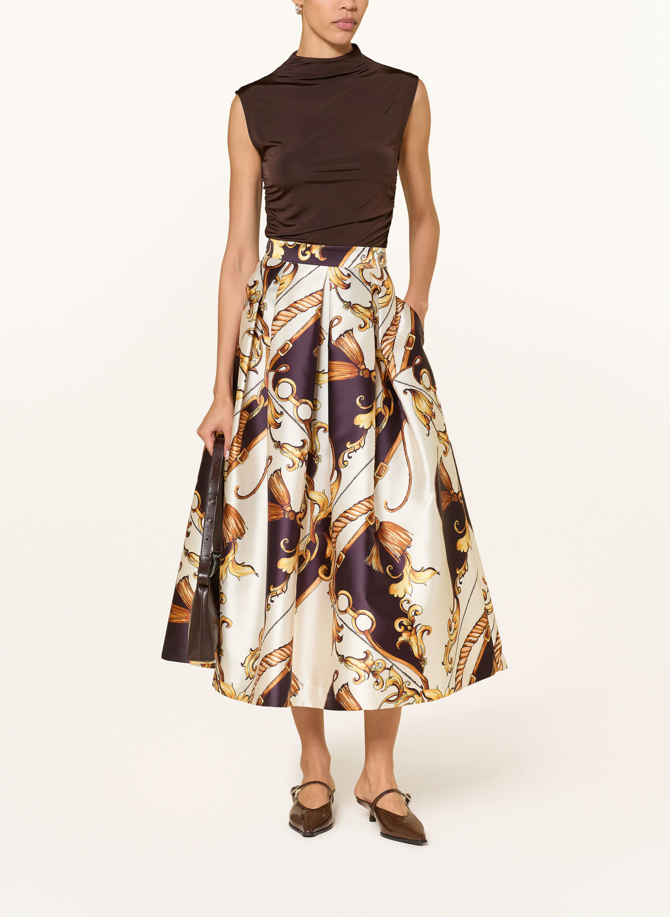 LUNATICA MILANO saténová sukně: KRÉMOVÁ / ZLATÁ / ČERNÁ