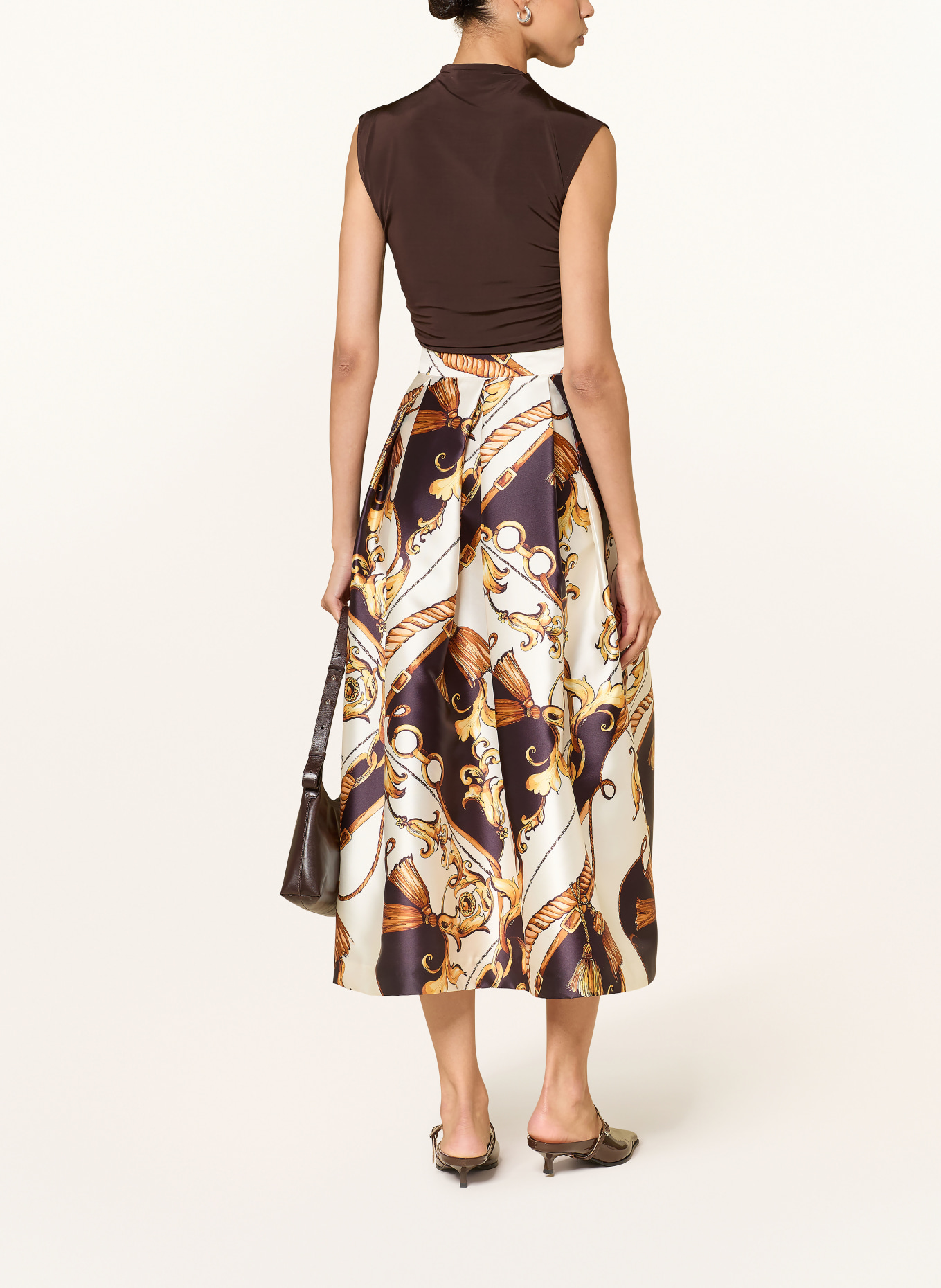 LUNATICA MILANO saténová sukně: KRÉMOVÁ / ZLATÁ / ČERNÁ