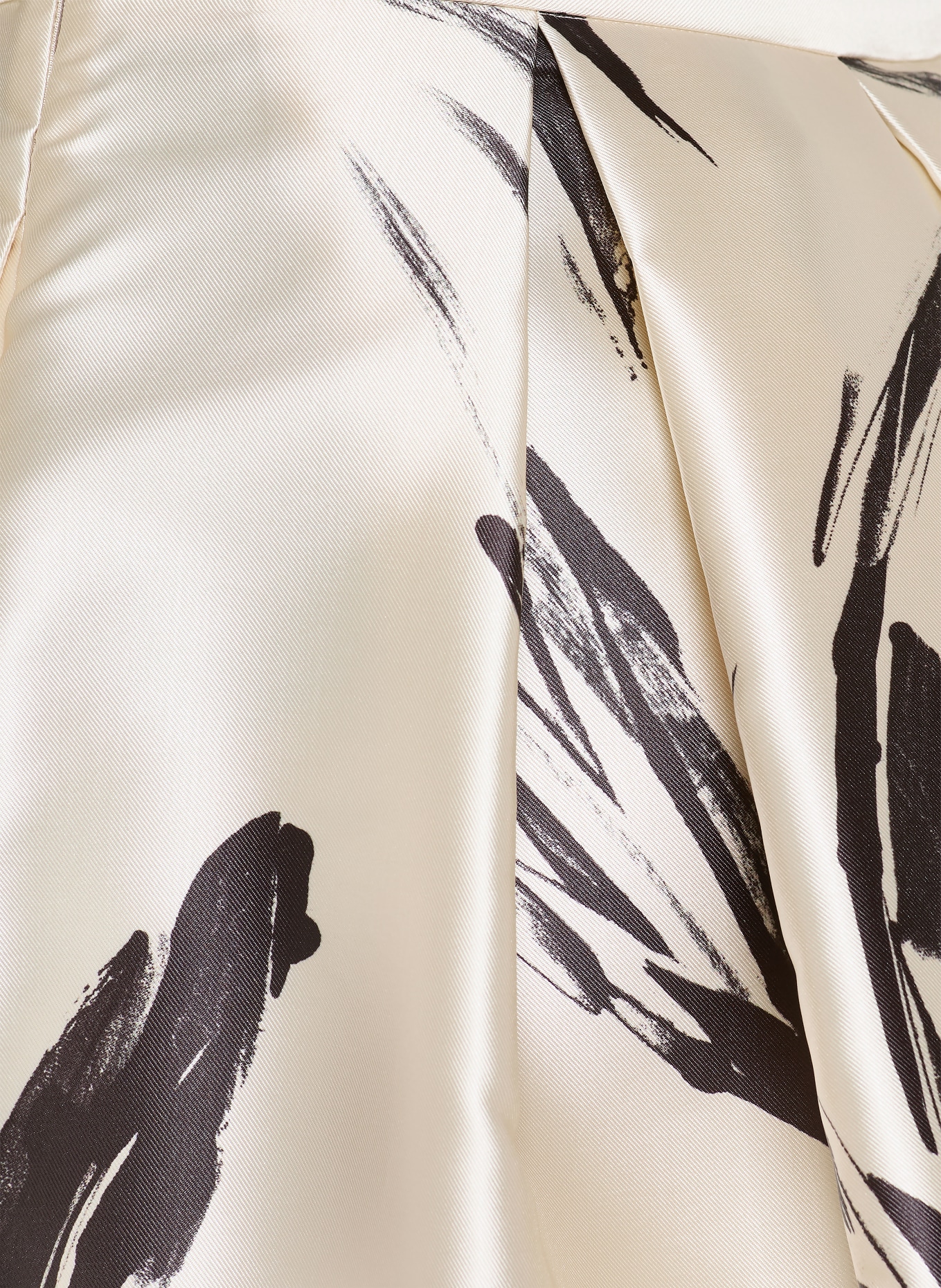 LUNATICA MILANO Saténová sukně PINSELSTRICH: KRÉMOVÁ / ČERNÁ