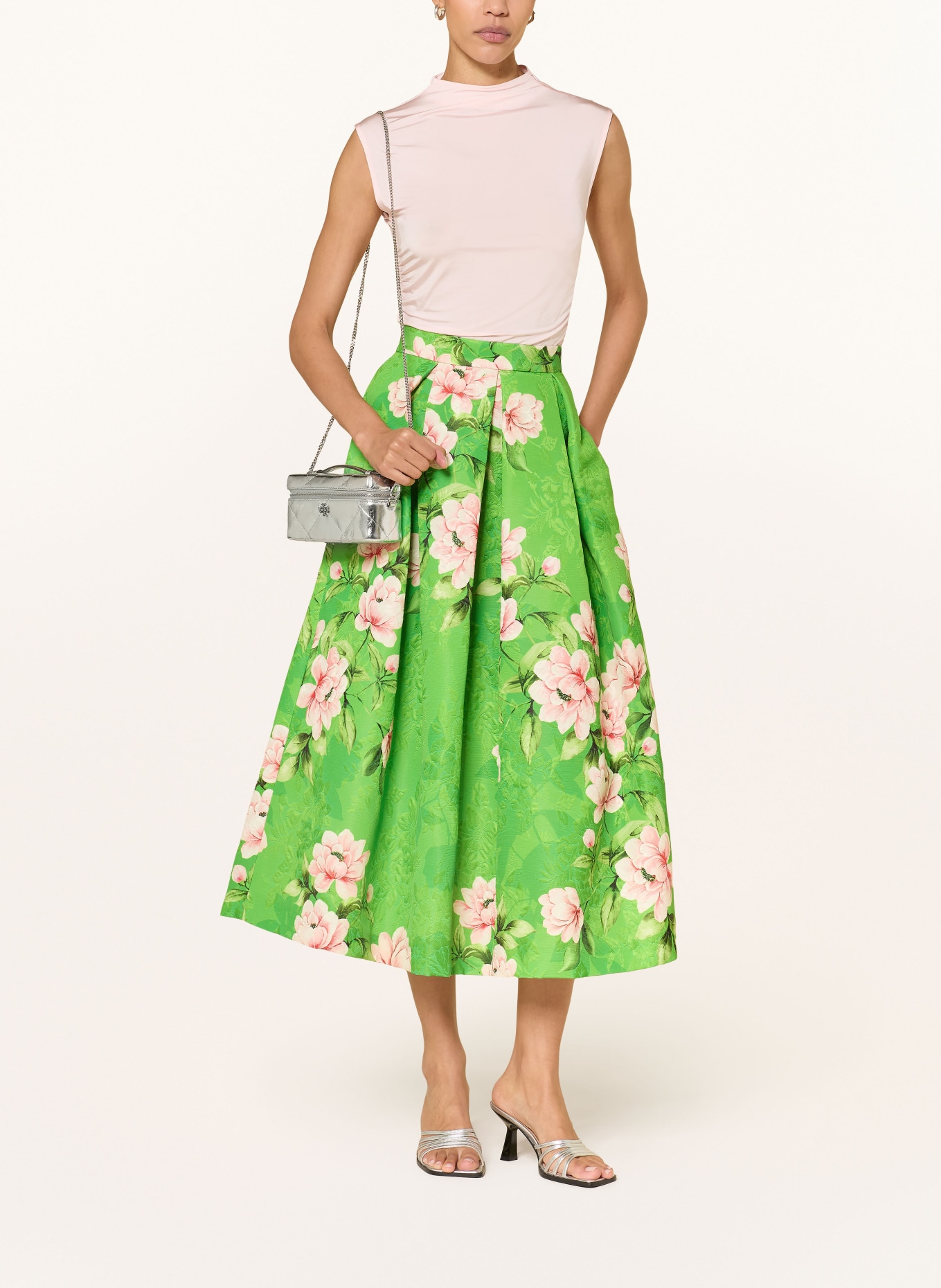 LUNATICA MILANO jacquard skirt: NEON GREEN / LIGHT PINK / PINK