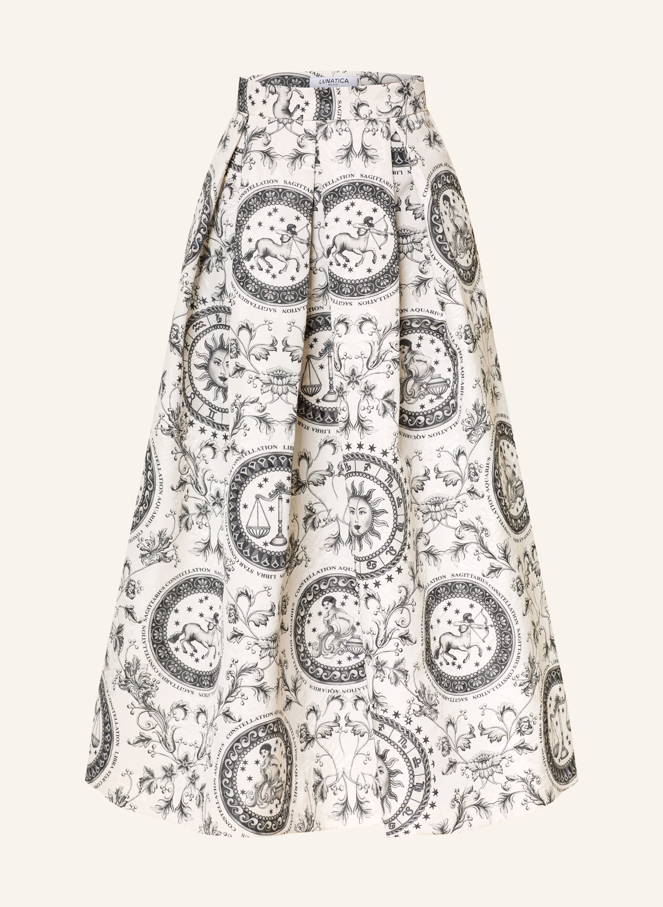 LUNATICA MILANO Jacquard-Kleid: WEISS / DUNKELGRAU / GRAU