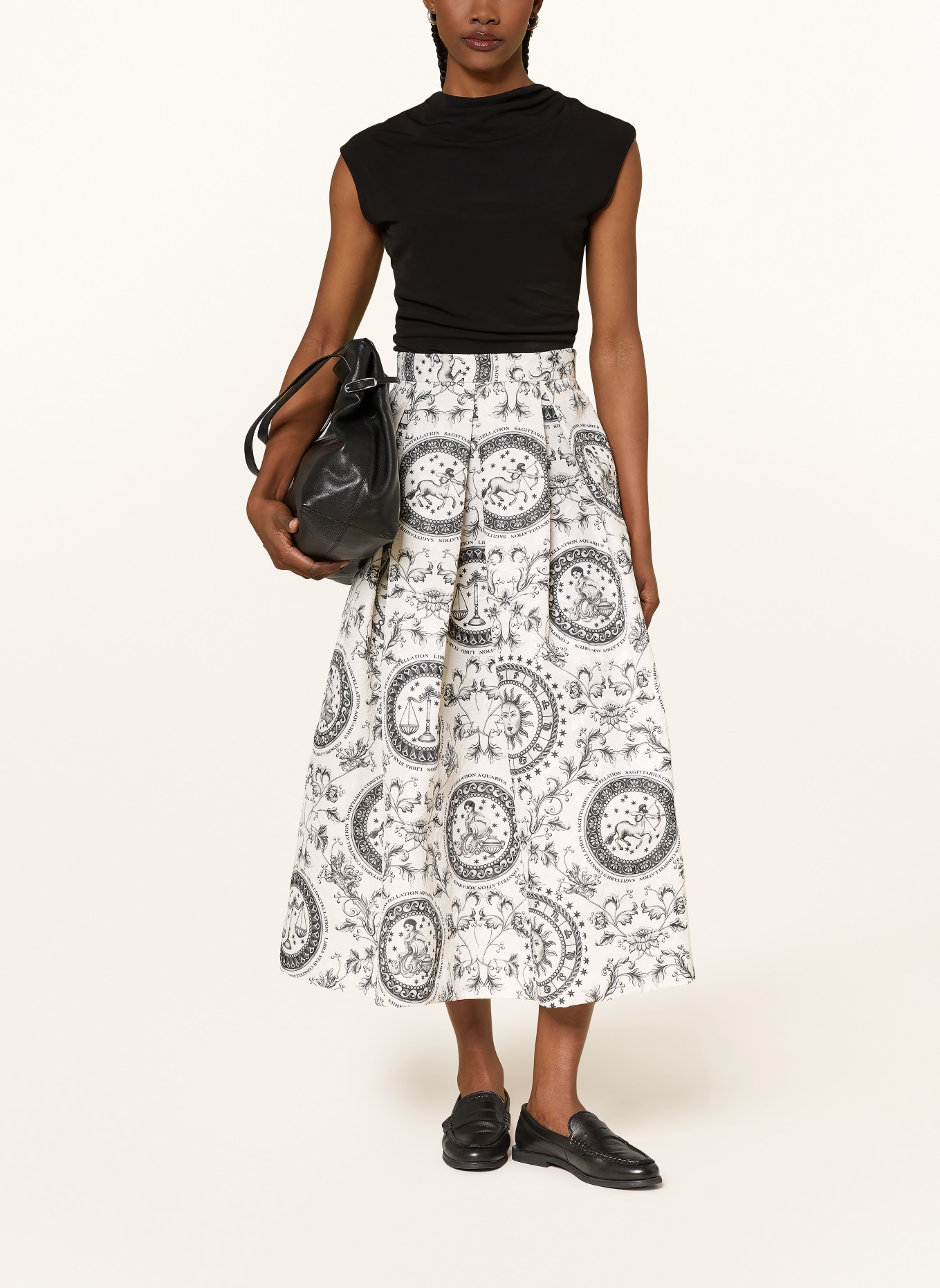 LUNATICA MILANO Jacquard-Kleid: WEISS / DUNKELGRAU / GRAU