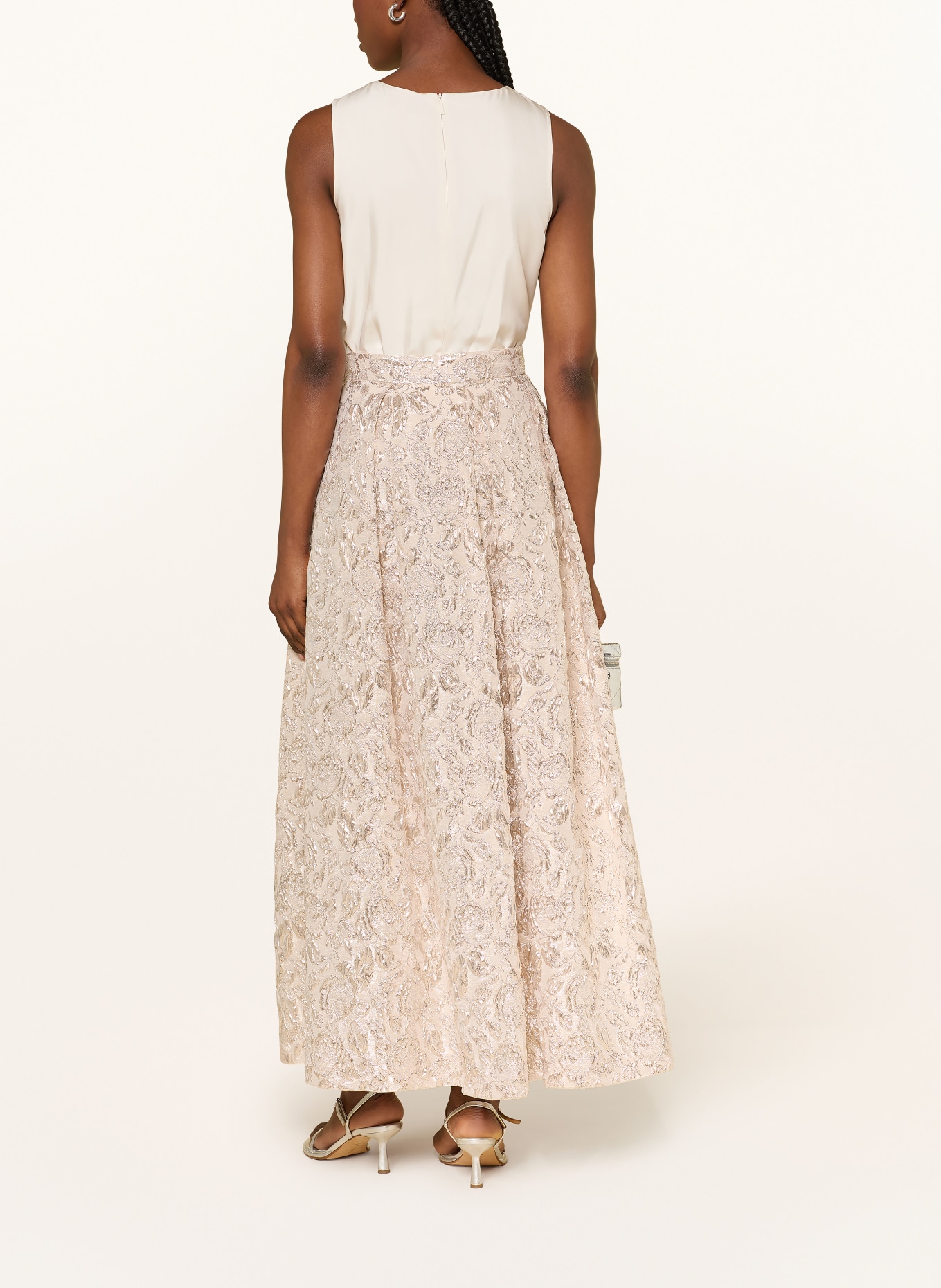 LUNATICA MILANO Spódnica żakardowa z błyszczącą przędzą: BEŻOWY / SREBRNY