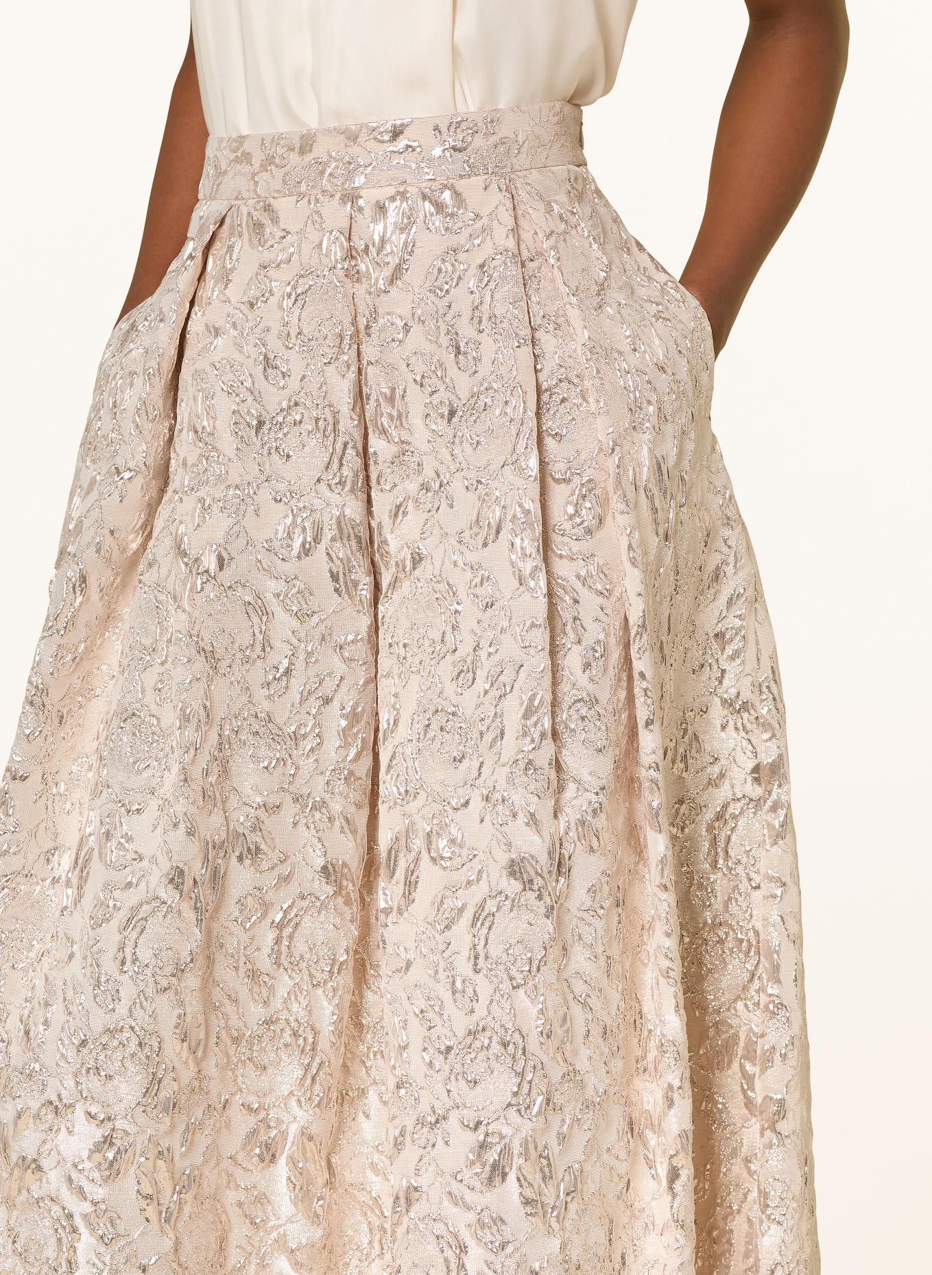 LUNATICA MILANO Spódnica żakardowa z błyszczącą przędzą: BEŻOWY / SREBRNY