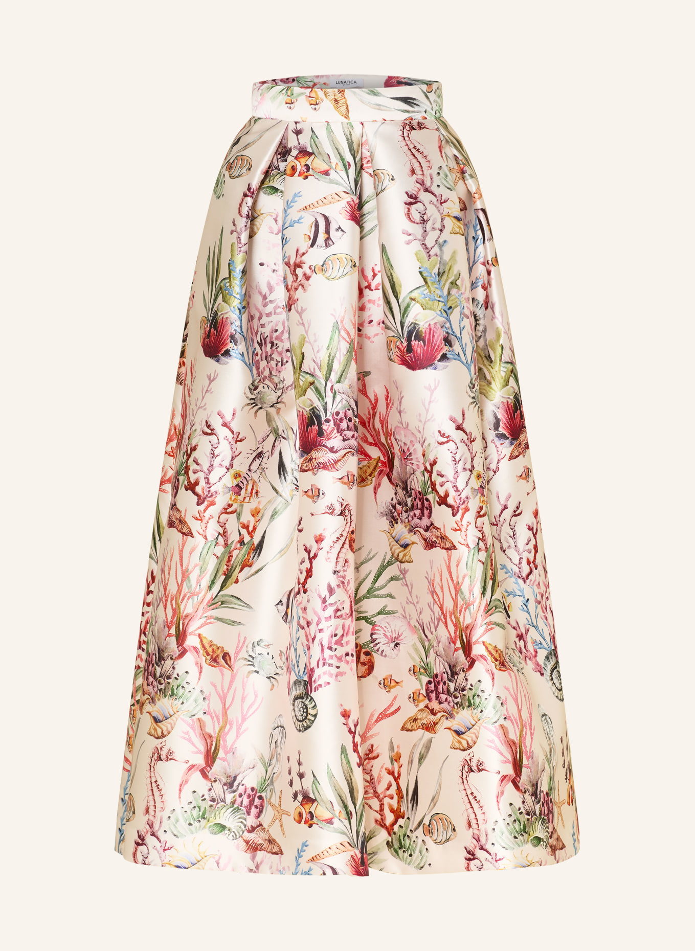 LUNATICA MILANO saténová sukně: BÉŽOVÁ / ČERVENÁ / ZELENÁ