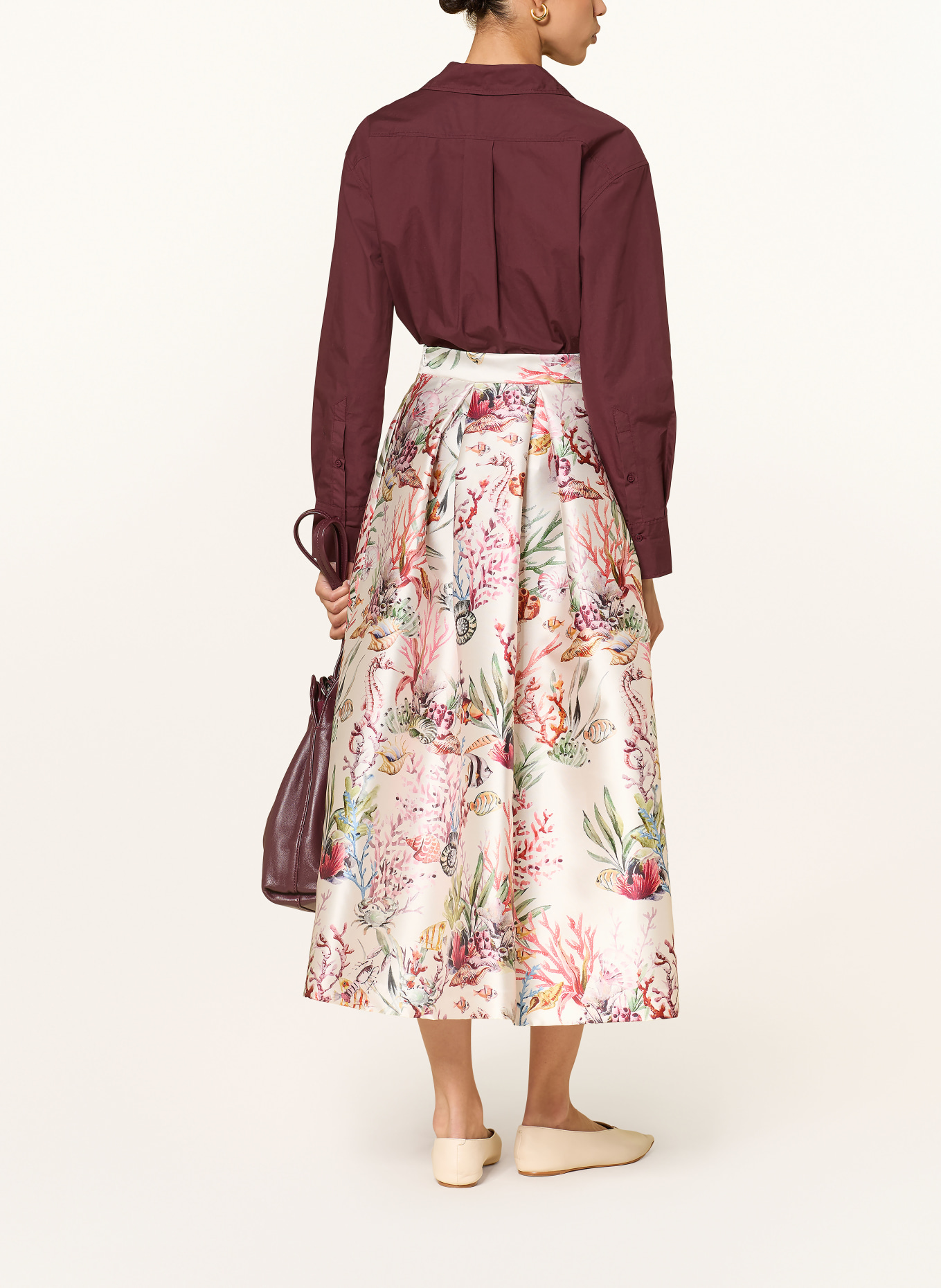 LUNATICA MILANO saténová sukně: BÉŽOVÁ / ČERVENÁ / ZELENÁ