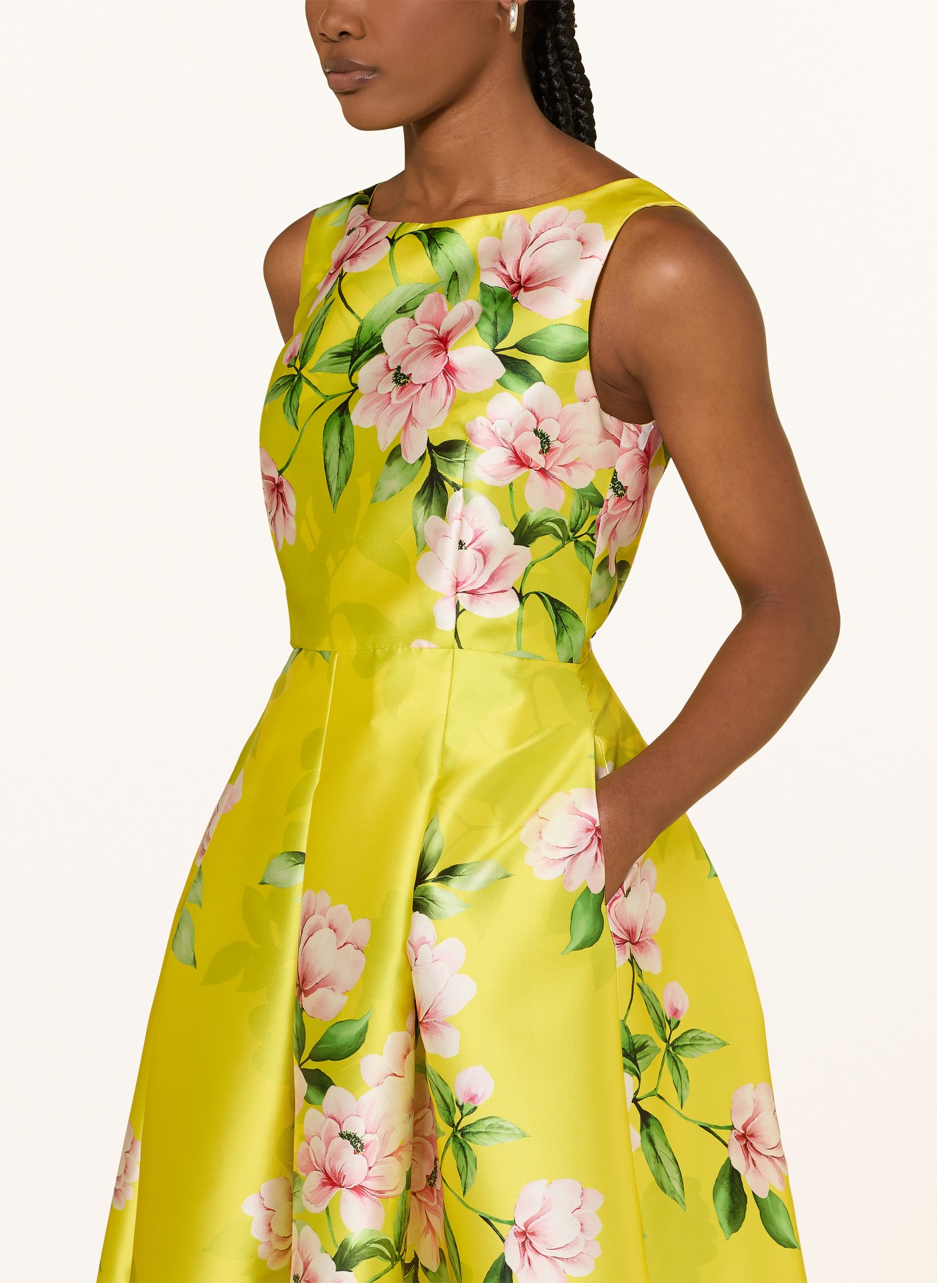 LUNATICA MILANO Satinkleid GRETA: NEONGELB / ROSA / GRÜN