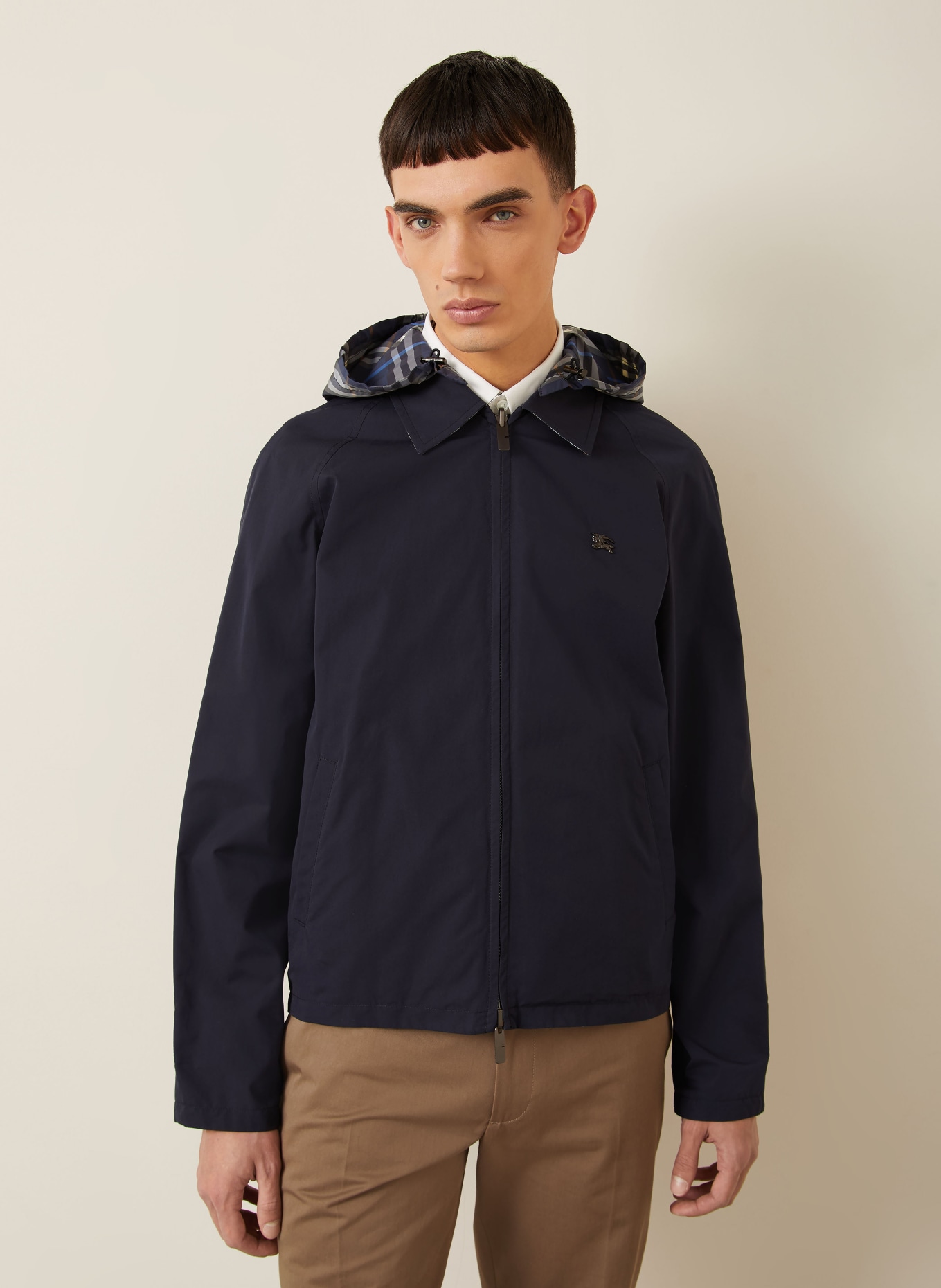 BURBERRY Reversible jacket with detachable hood: DARK BLUE