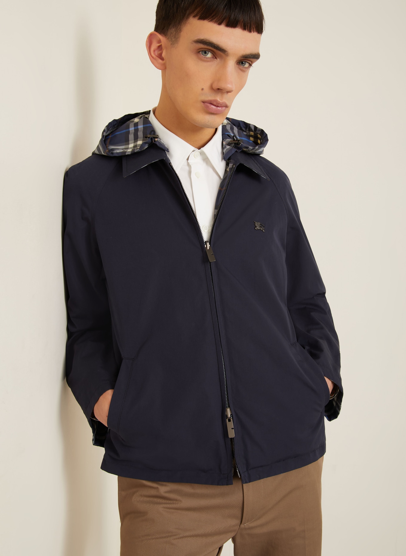 BURBERRY Reversible jacket with detachable hood: DARK BLUE