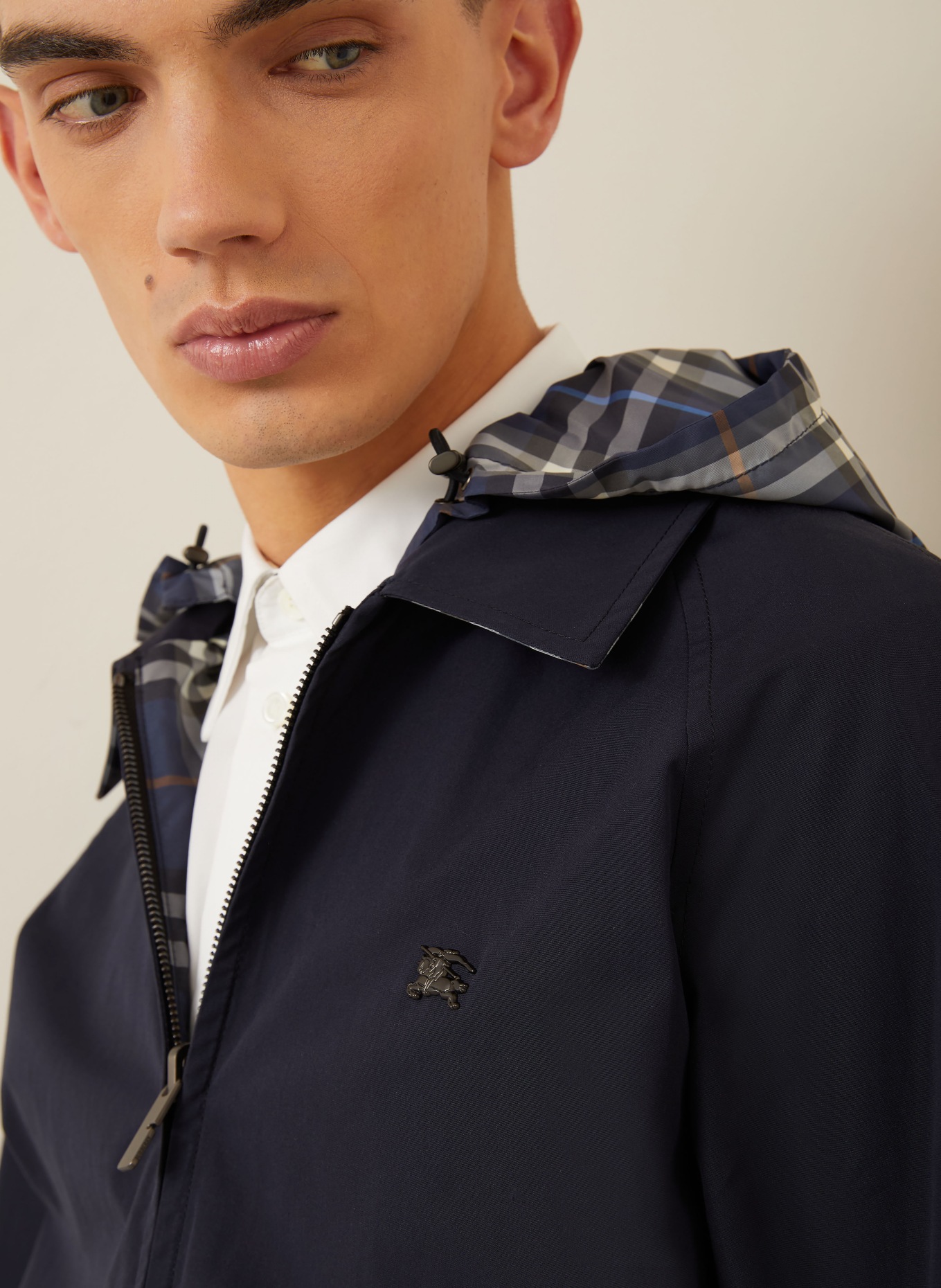 BURBERRY Reversible jacket with detachable hood: DARK BLUE