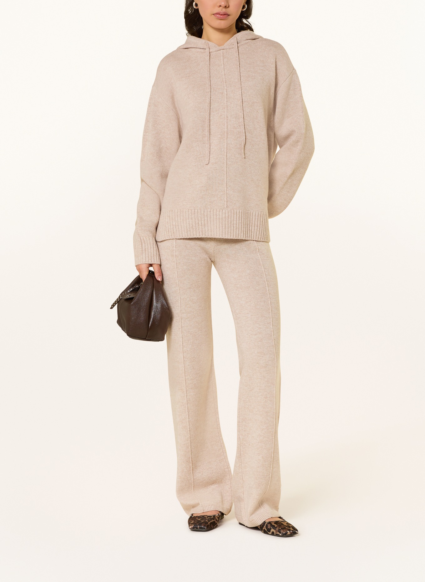 LeGer Studio Sweat à capuche en maille GODJA: BEIGE