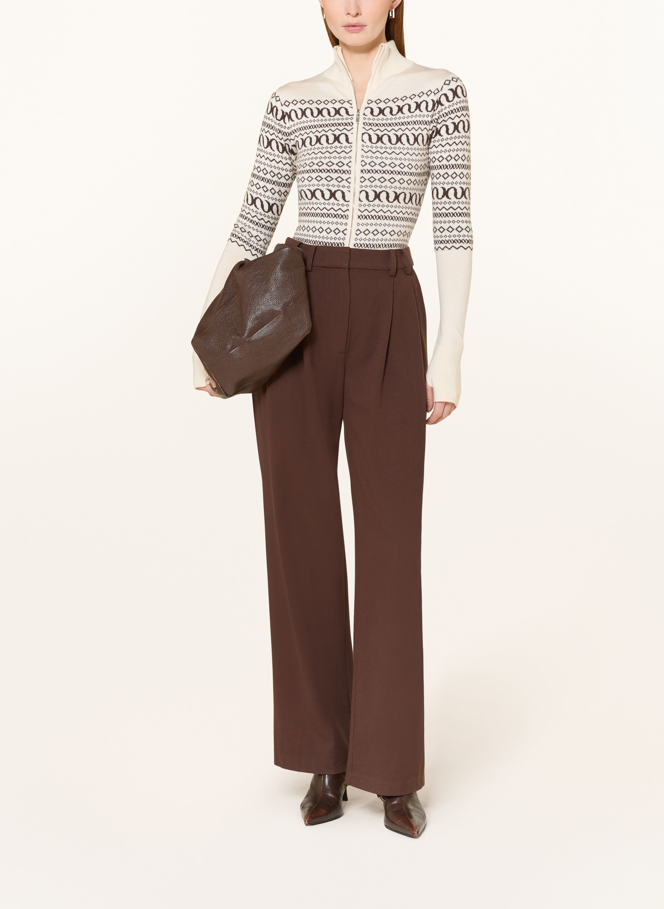 LeGer Studio Strickbody ILSE: CREME / DUNKELBRAUN