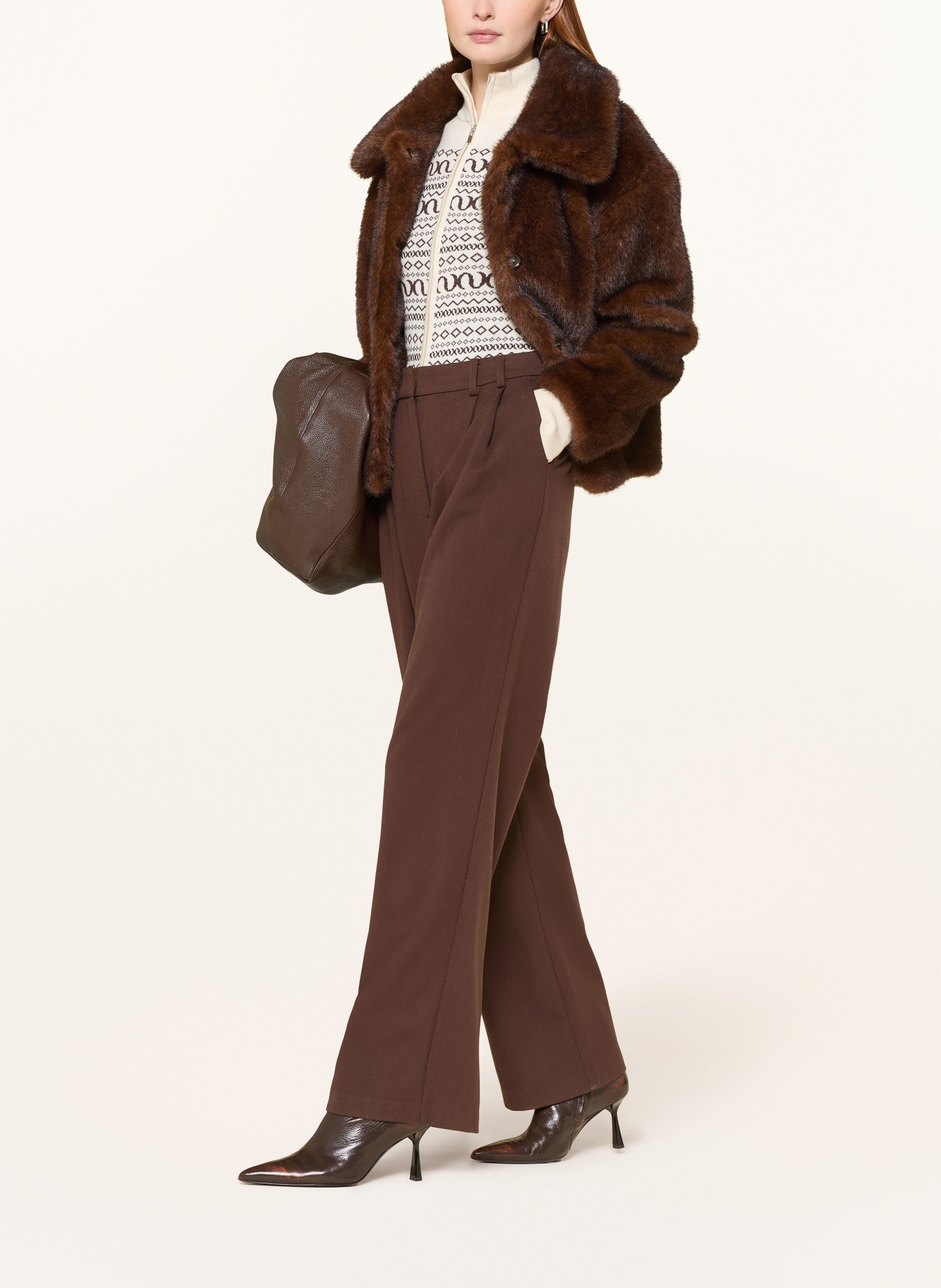 LeGer Studio Strickbody ILSE: CREME / DUNKELBRAUN