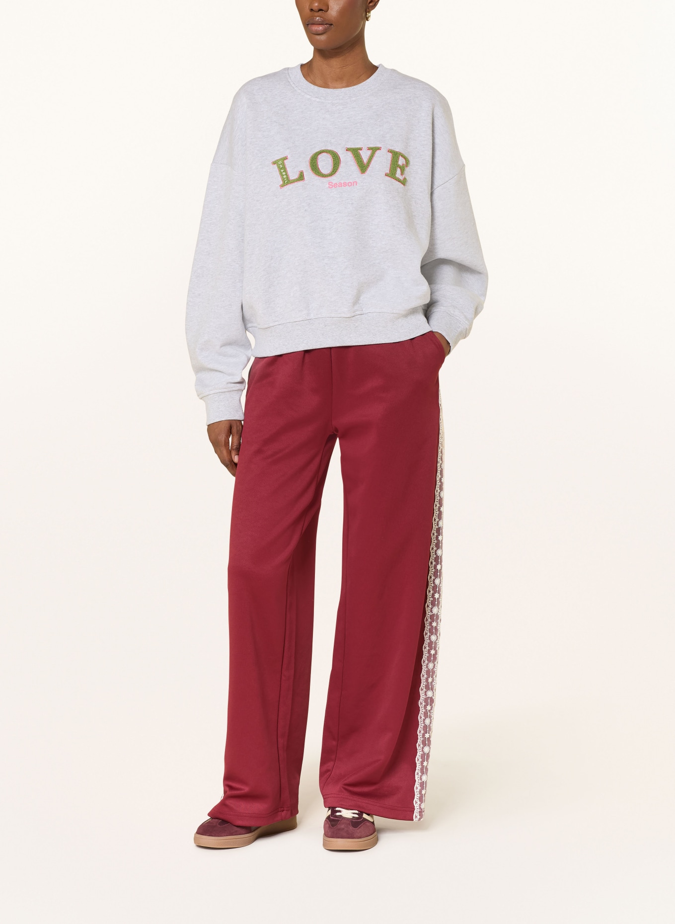 OH APRIL sweatshirt: LIGHT GRAY / PINK / GREEN